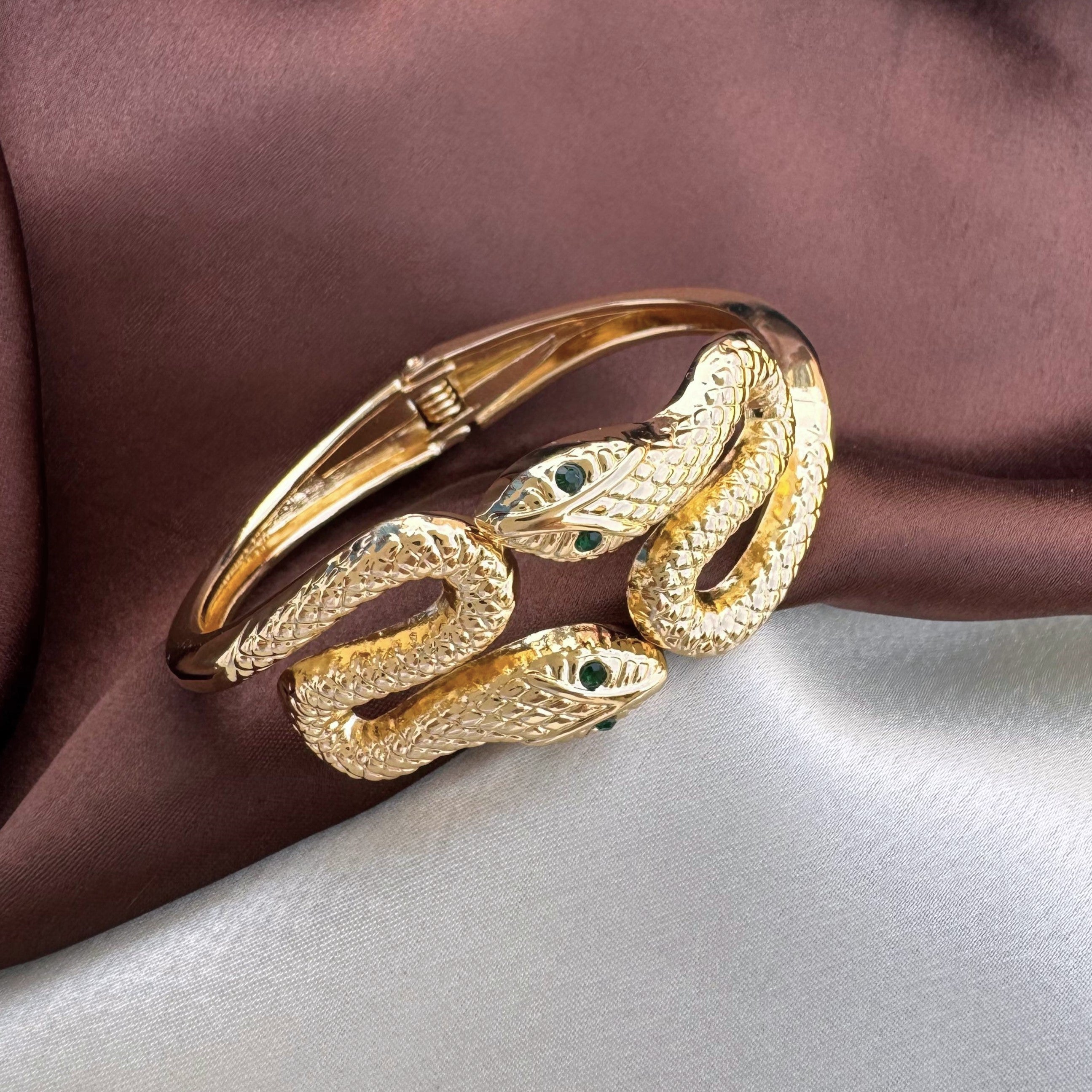 TFC Dual Snake Gold Plated Bracelet Bangle (size 6.3)