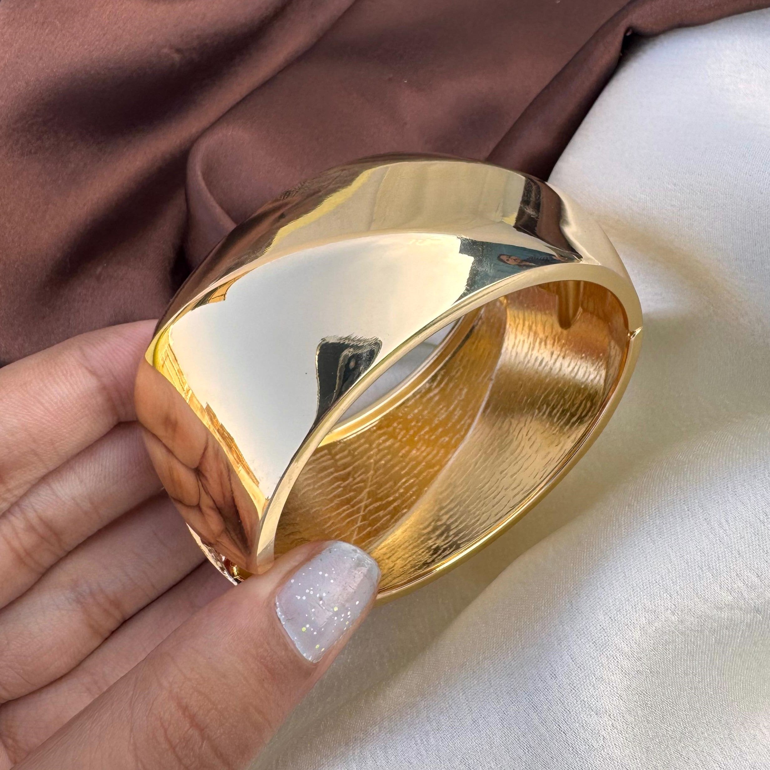 TFC Size 2.6 Bold Skew Gold Plated Bracelet Bangle