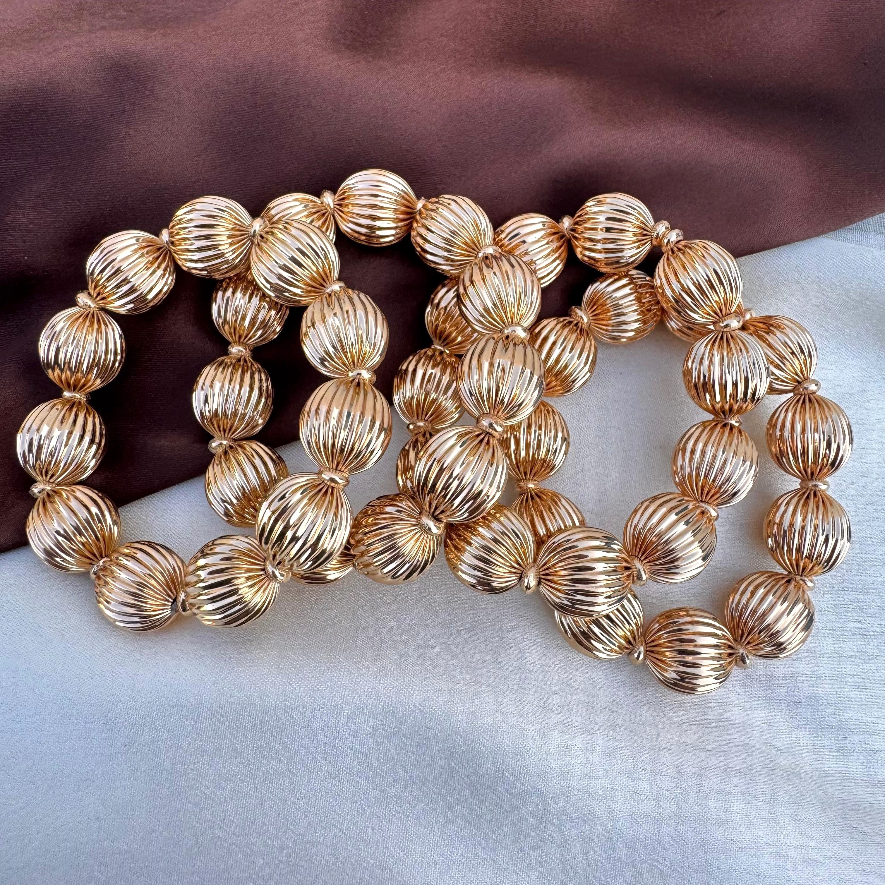 TFC Vortex Bold Bead Gold Plated Stacked Bracelet (Set of 4)
