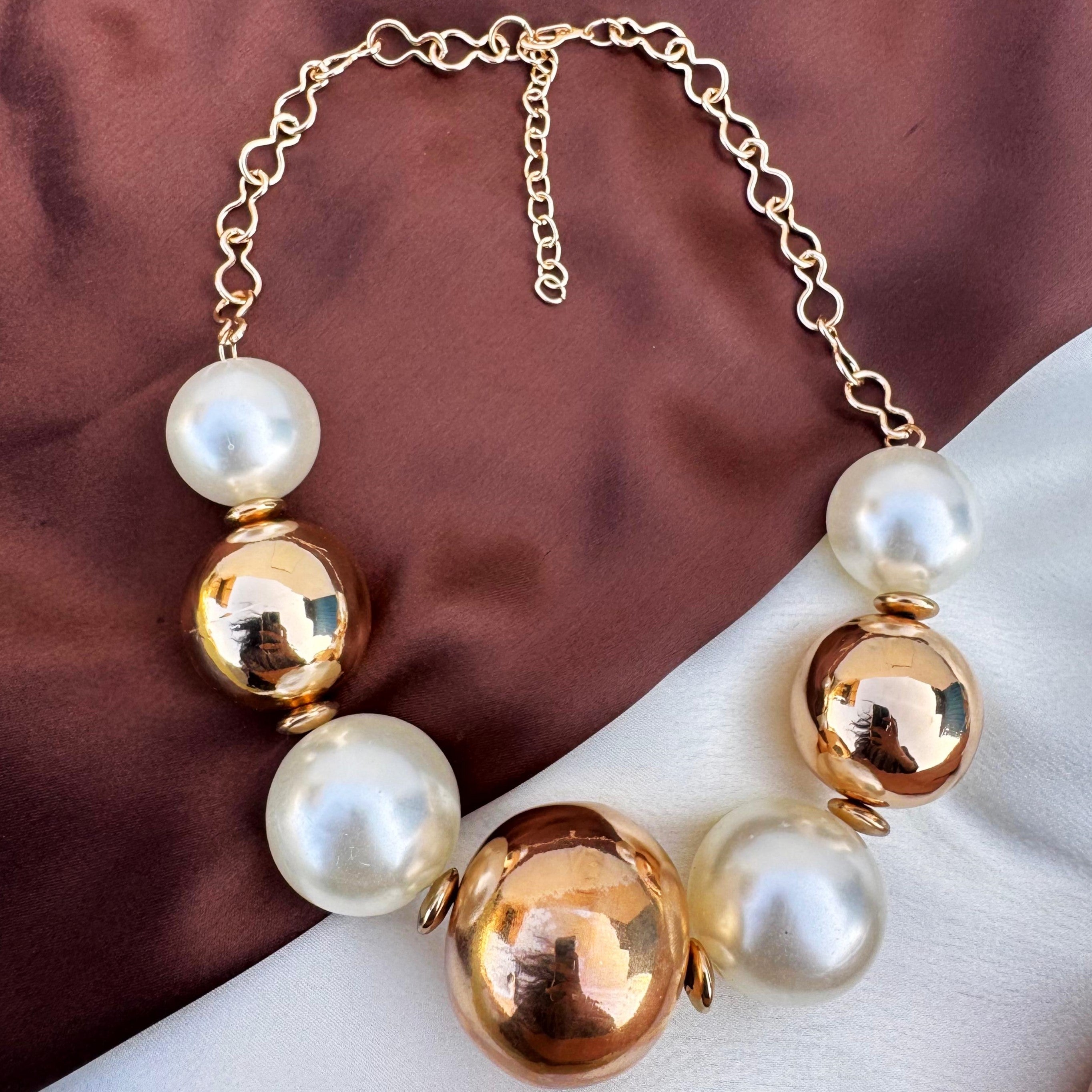 TFC Chonk Bold Pearly Gold Plated Necklace