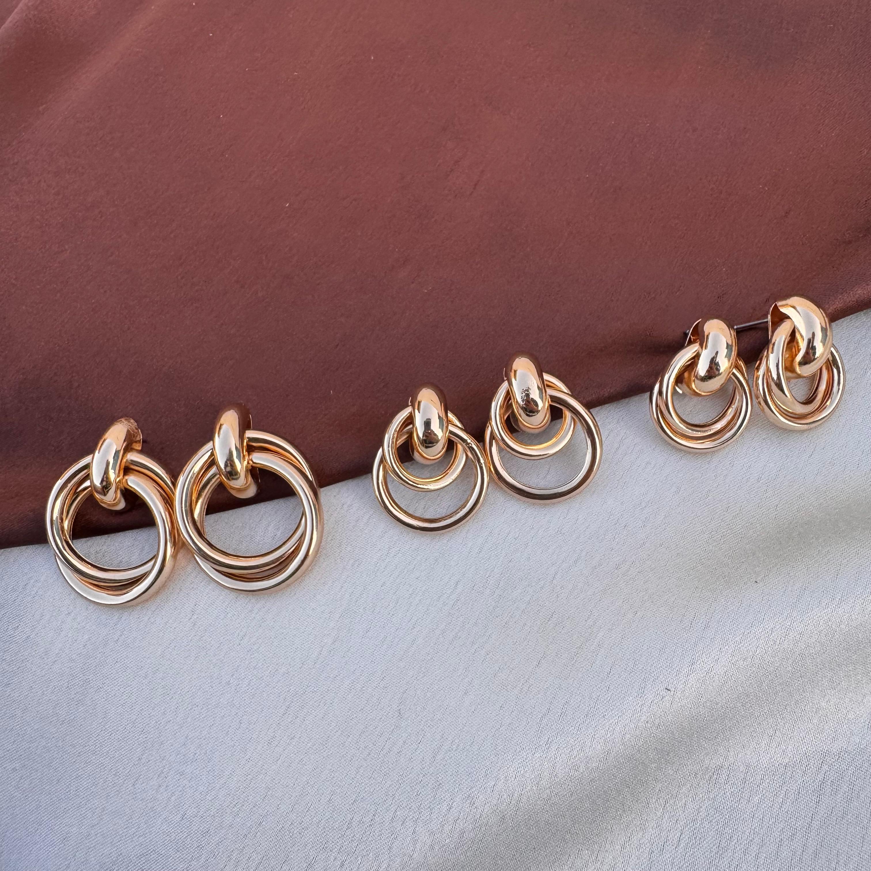 TFC Funky Fusion Gold Plated Multi Hoop Earrings Combo Set