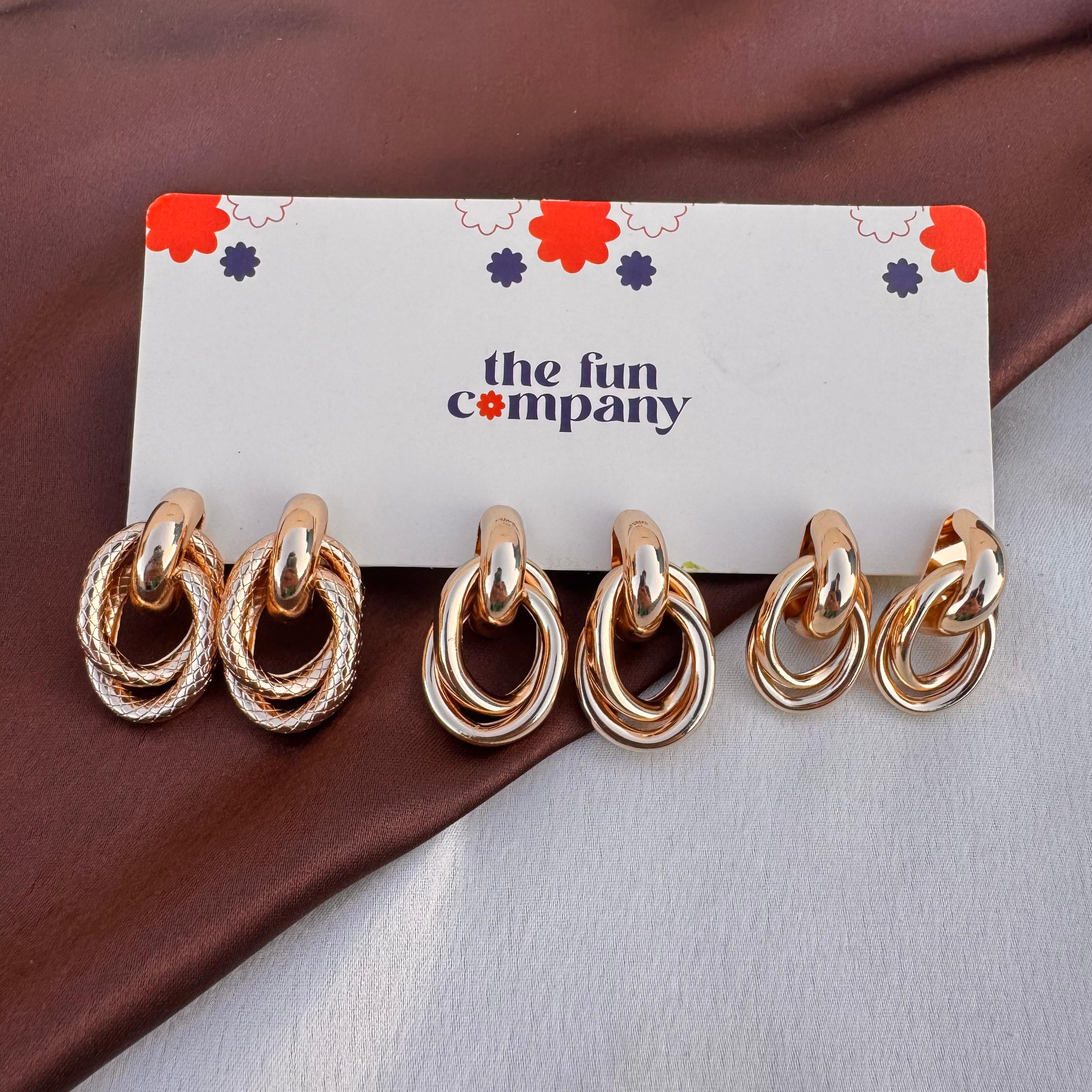 TFC Lavish Gold Plated Multi Hoop Earrings Combo Set