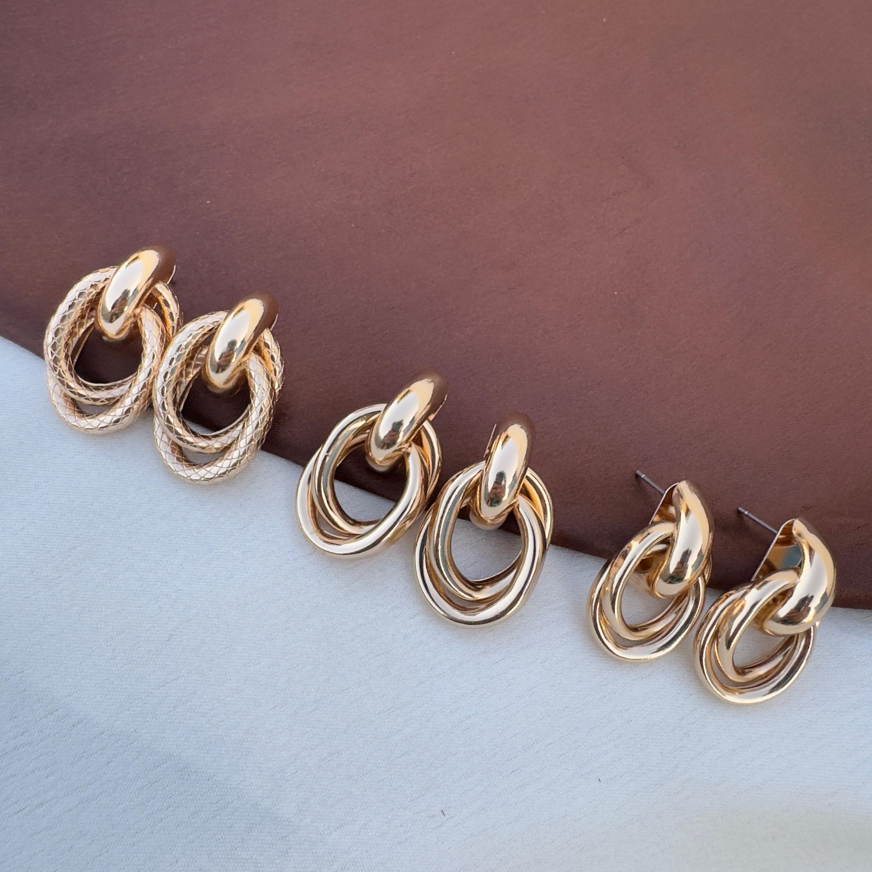 TFC Lavish Gold Plated Multi Hoop Earrings Combo Set