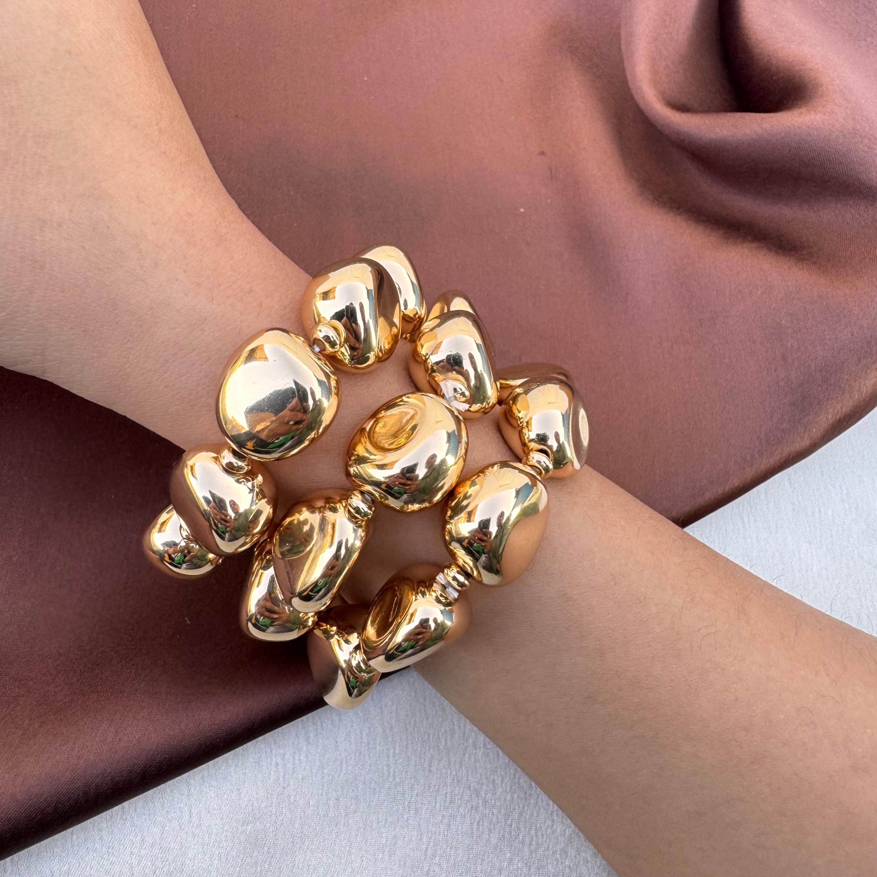 TFC Regal Rock Gold Plated Stacked Bracelet ( Set of 3 )