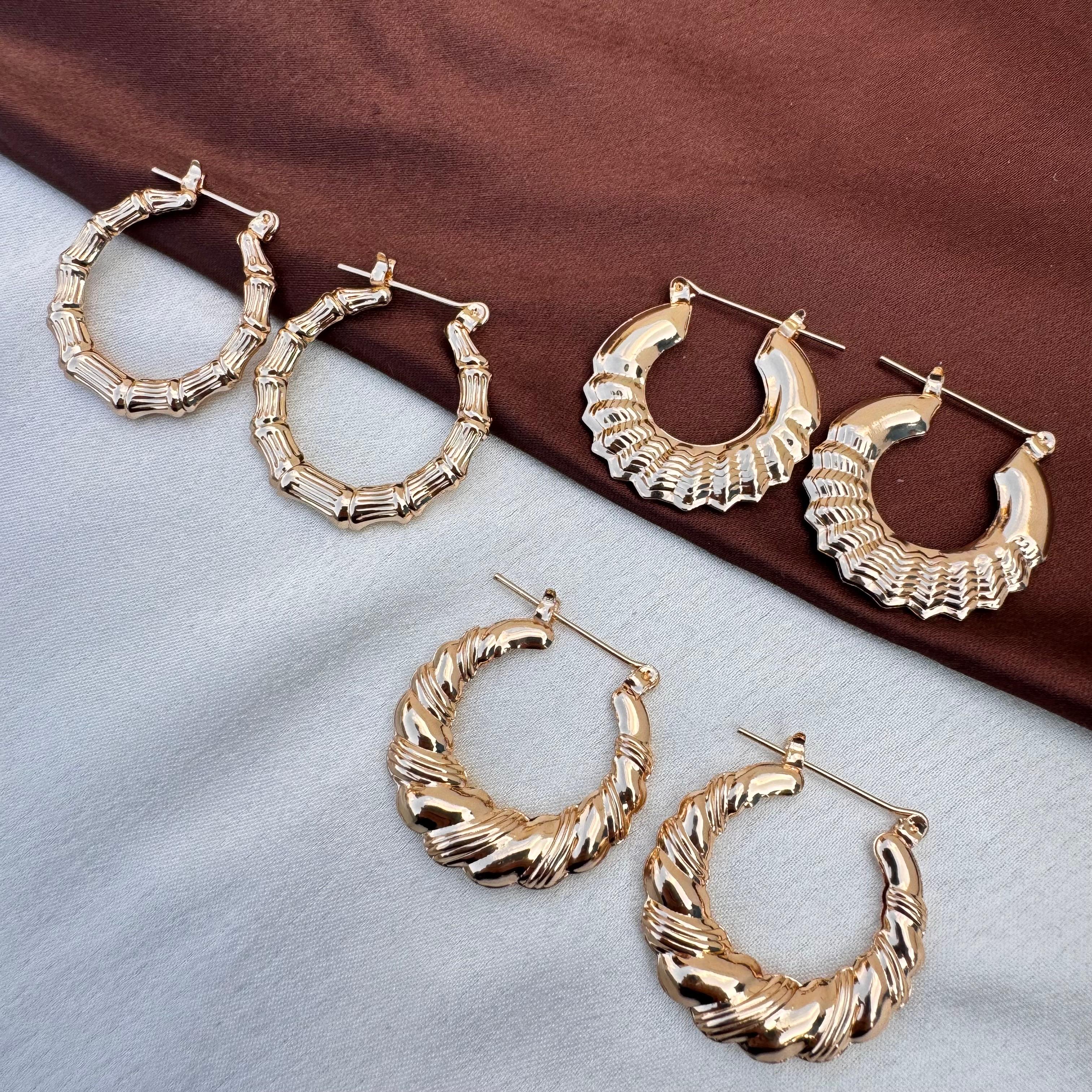 TFC OMG Multi Gold Plated Hoop Earrings Combo Set