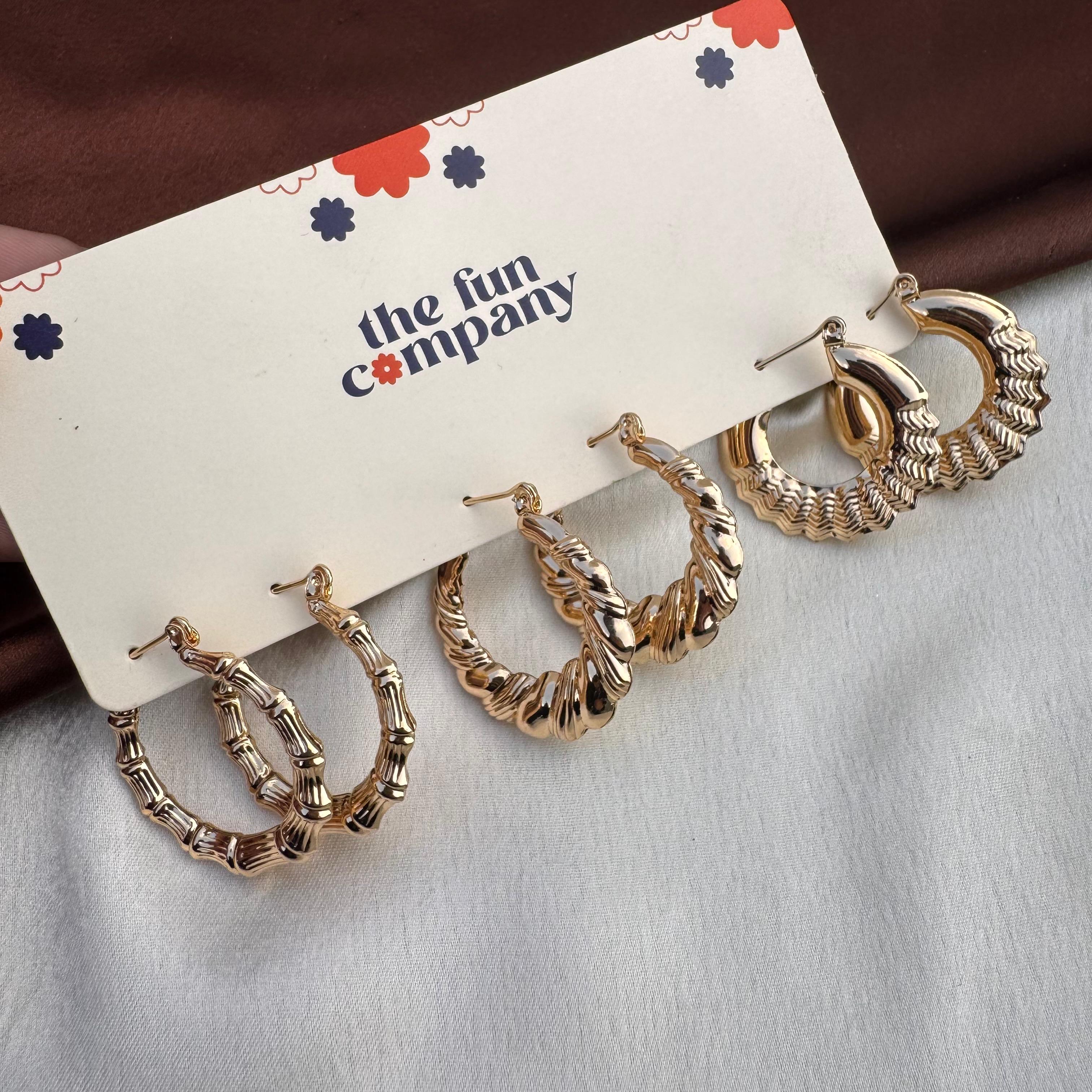 TFC OMG Multi Gold Plated Hoop Earrings Combo Set