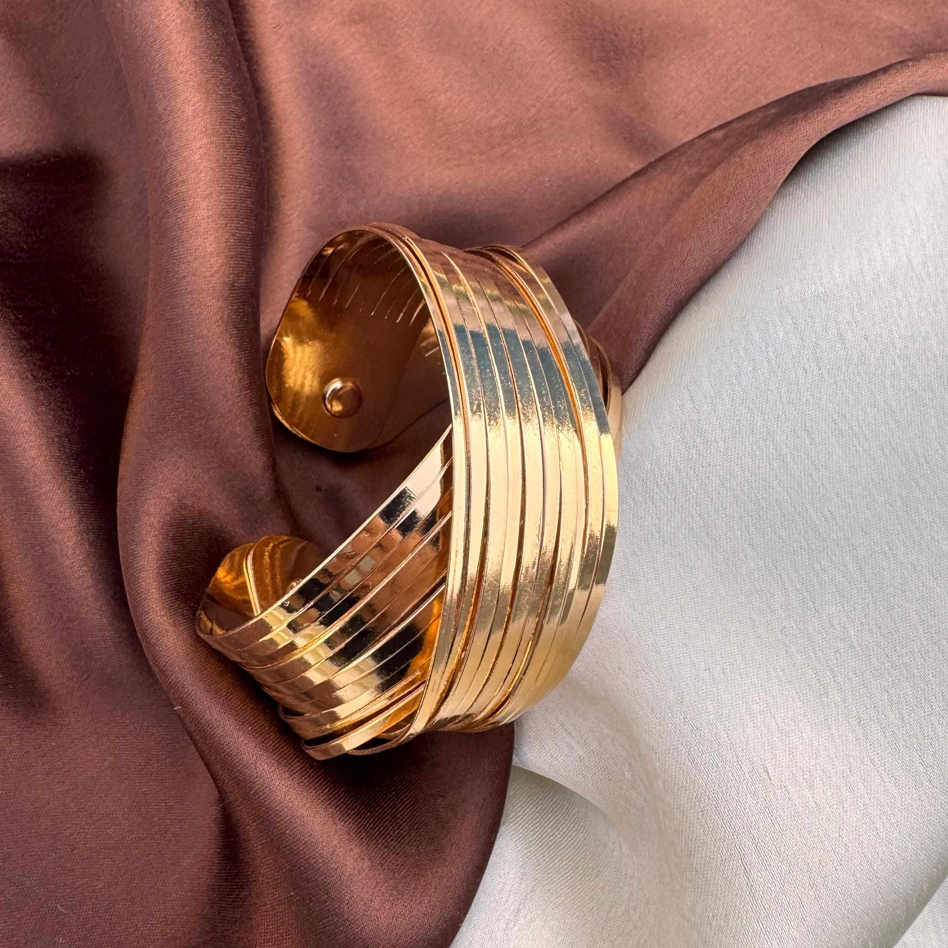 TFC Mystic Curve Gold Plated Cuff Bracelet (Adjustable)