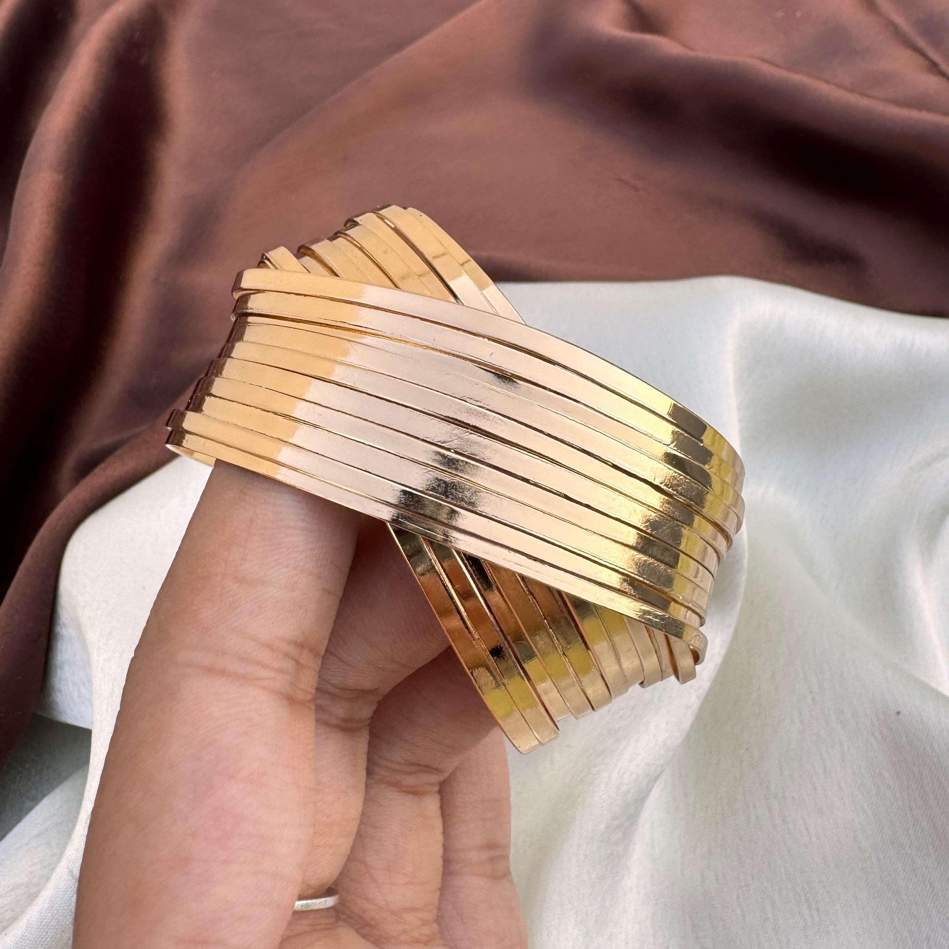 TFC Mystic Curve Gold Plated Cuff Bracelet (Adjustable)