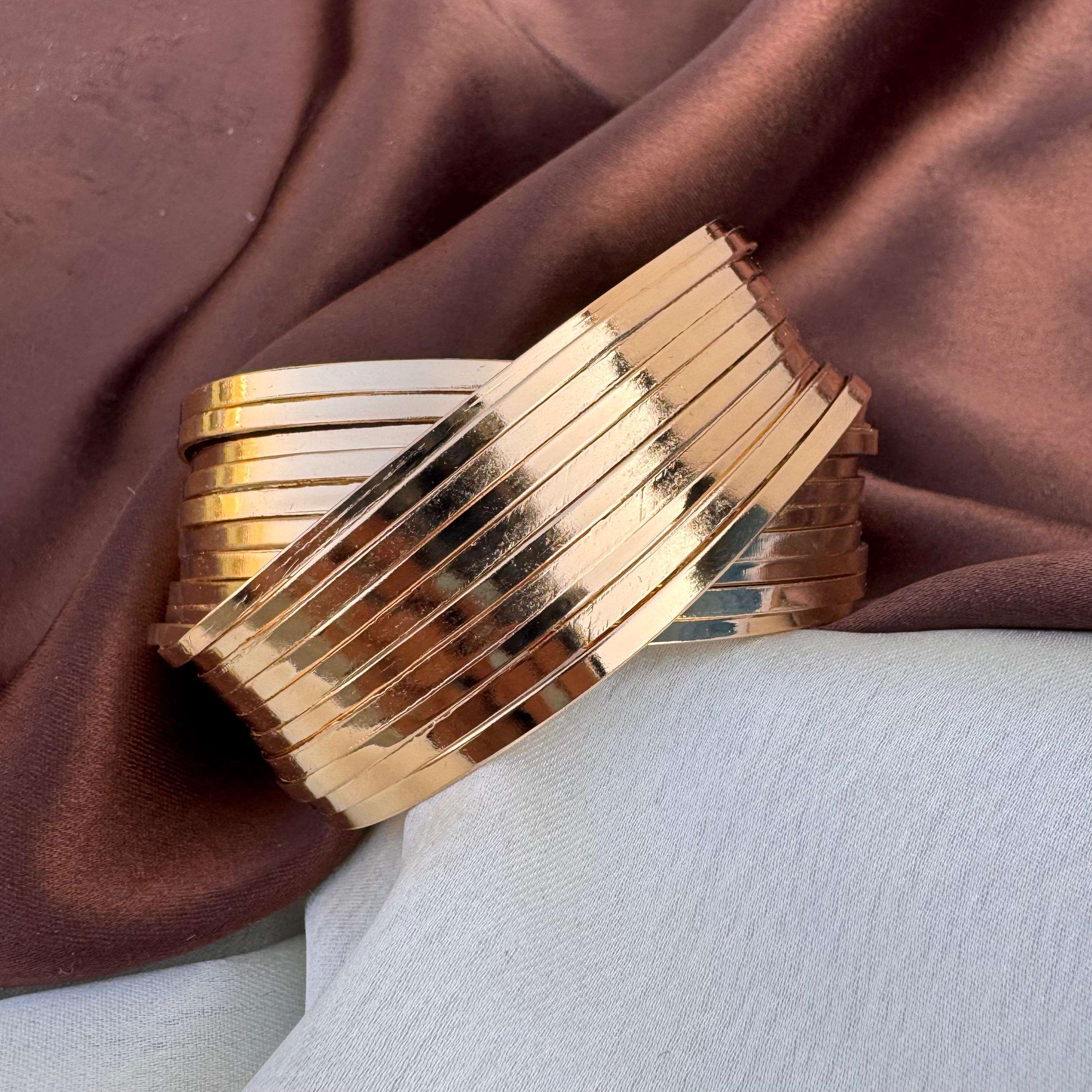 TFC Mystic Curve Gold Plated Cuff Bracelet (Adjustable)