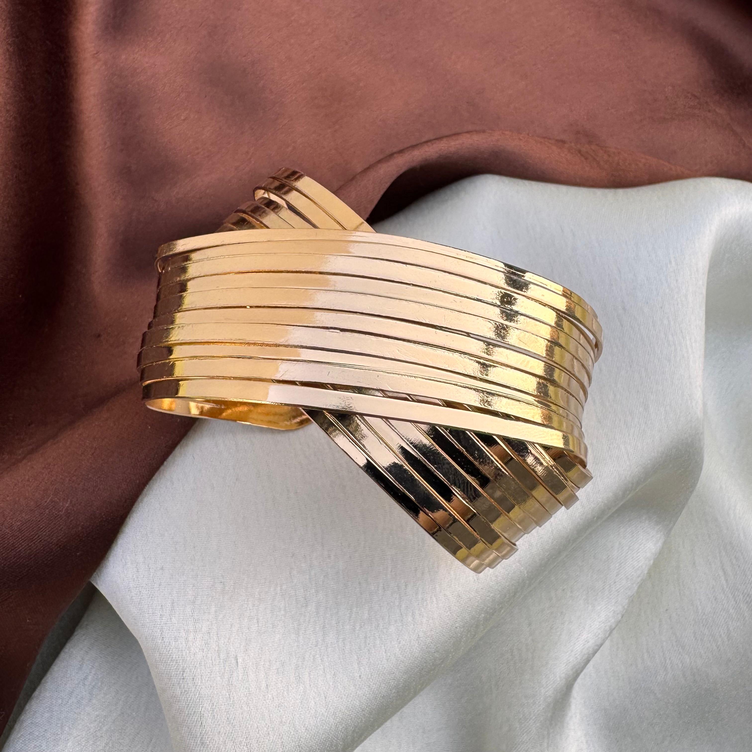 TFC Mystic Curve Gold Plated Cuff Bracelet (Adjustable)