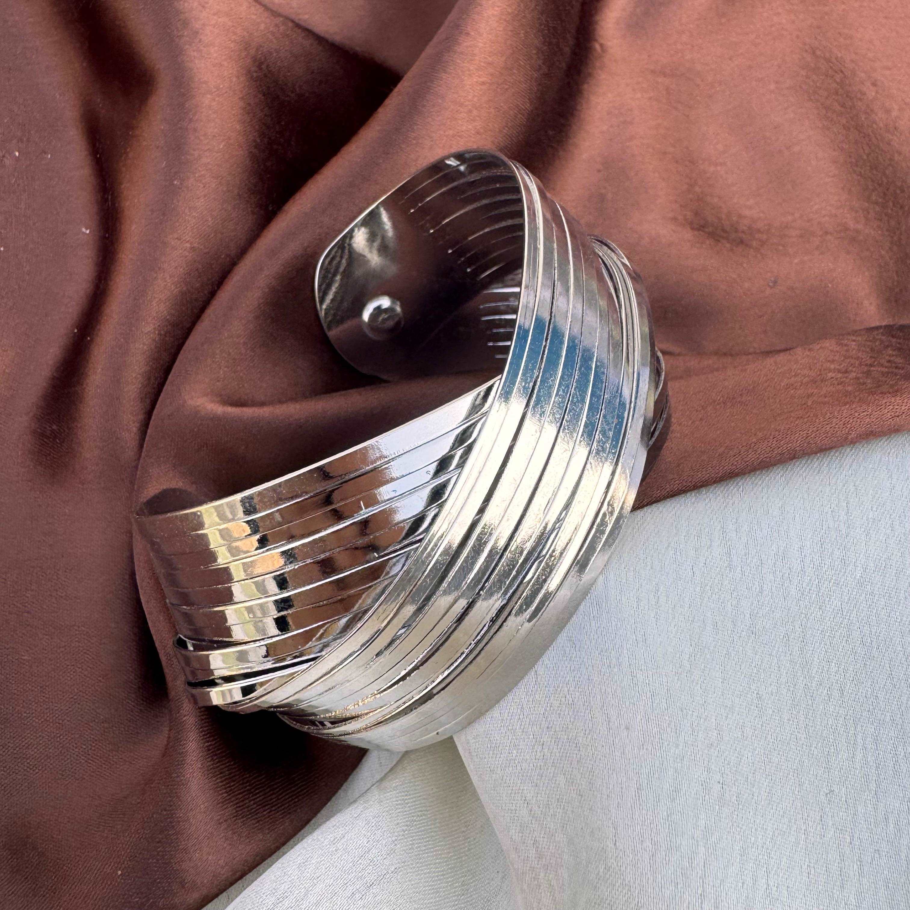 TFC Adjustable Meadow Breeze Silver Plated Cuff Braclete