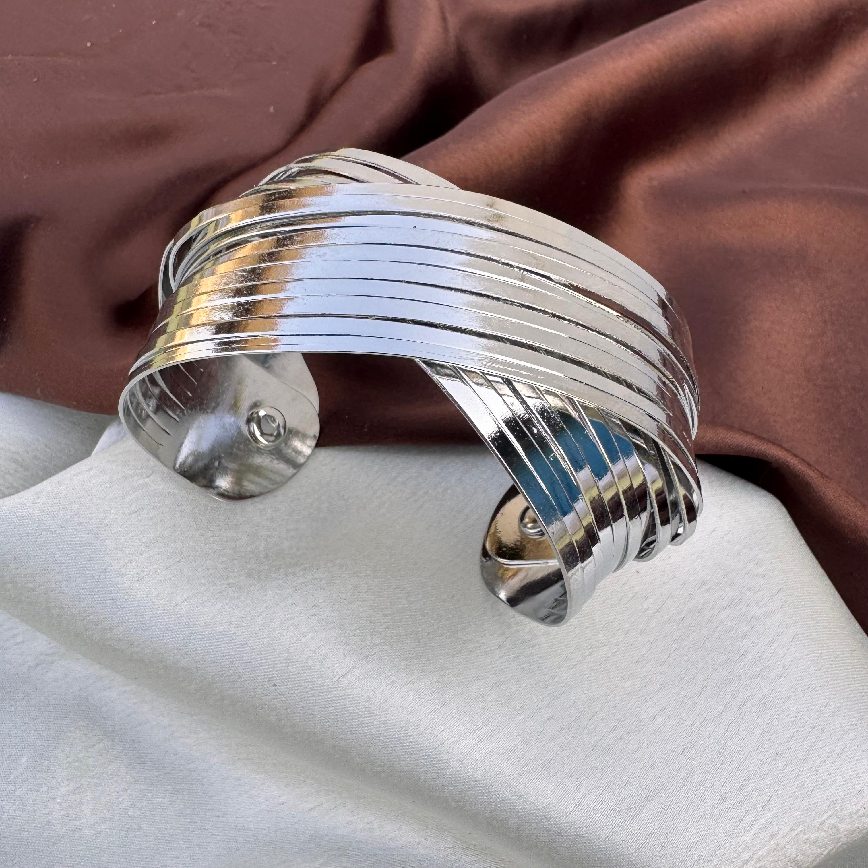 TFC Adjustable Meadow Breeze Silver Plated Cuff Braclete