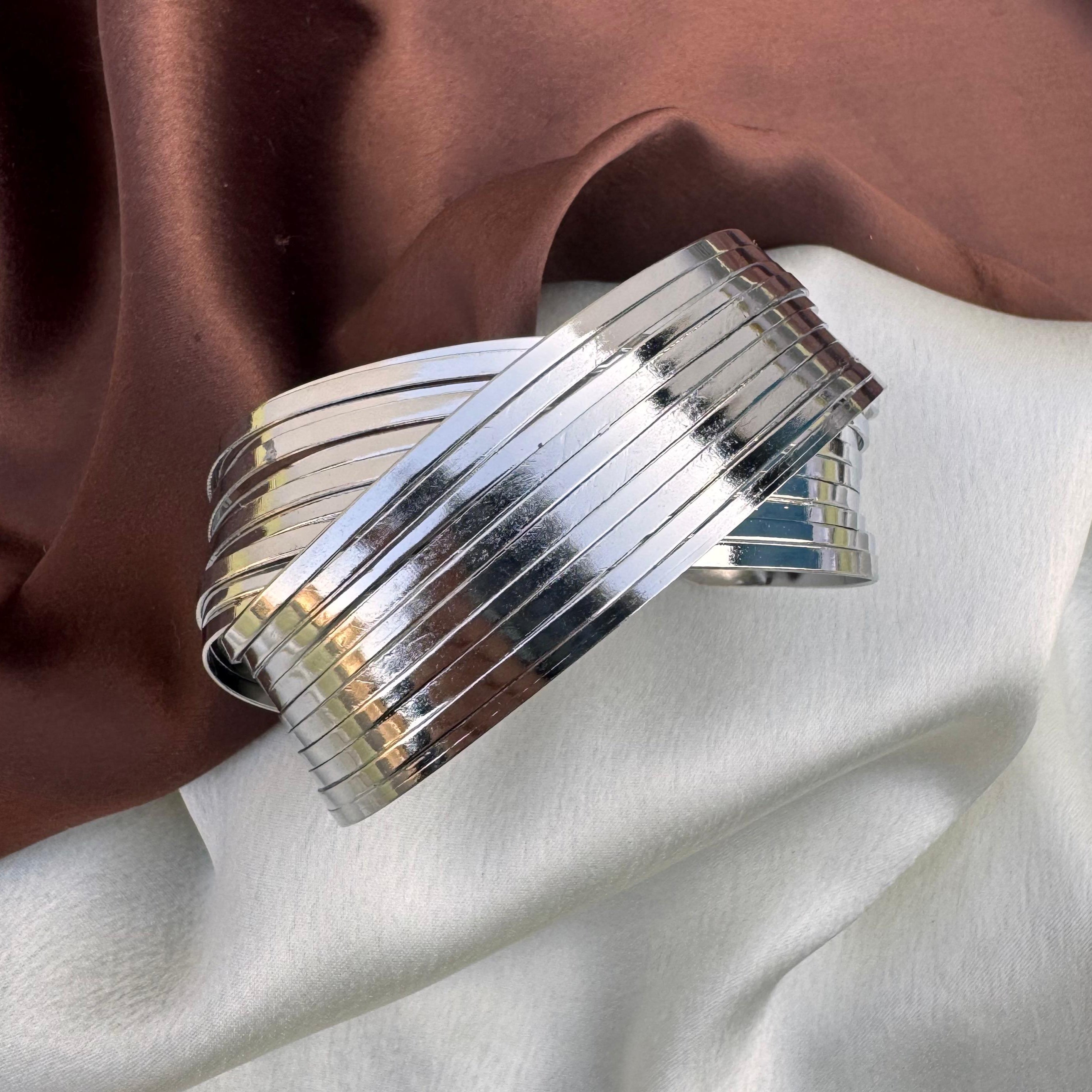 TFC Adjustable Meadow Breeze Silver Plated Cuff Braclete