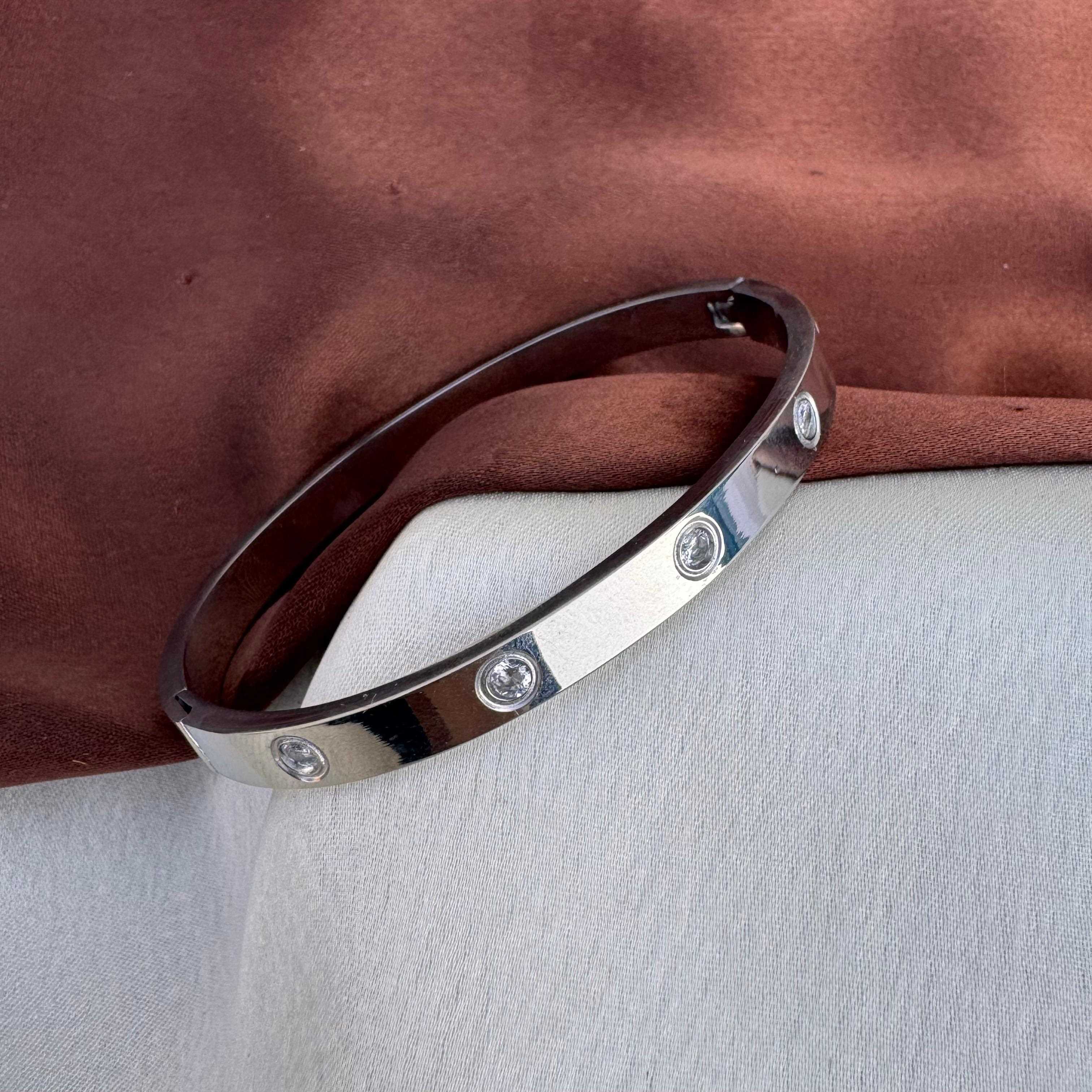 TFC Size 2.6 Sleek Spark Silver Plated Bangle Bracelet