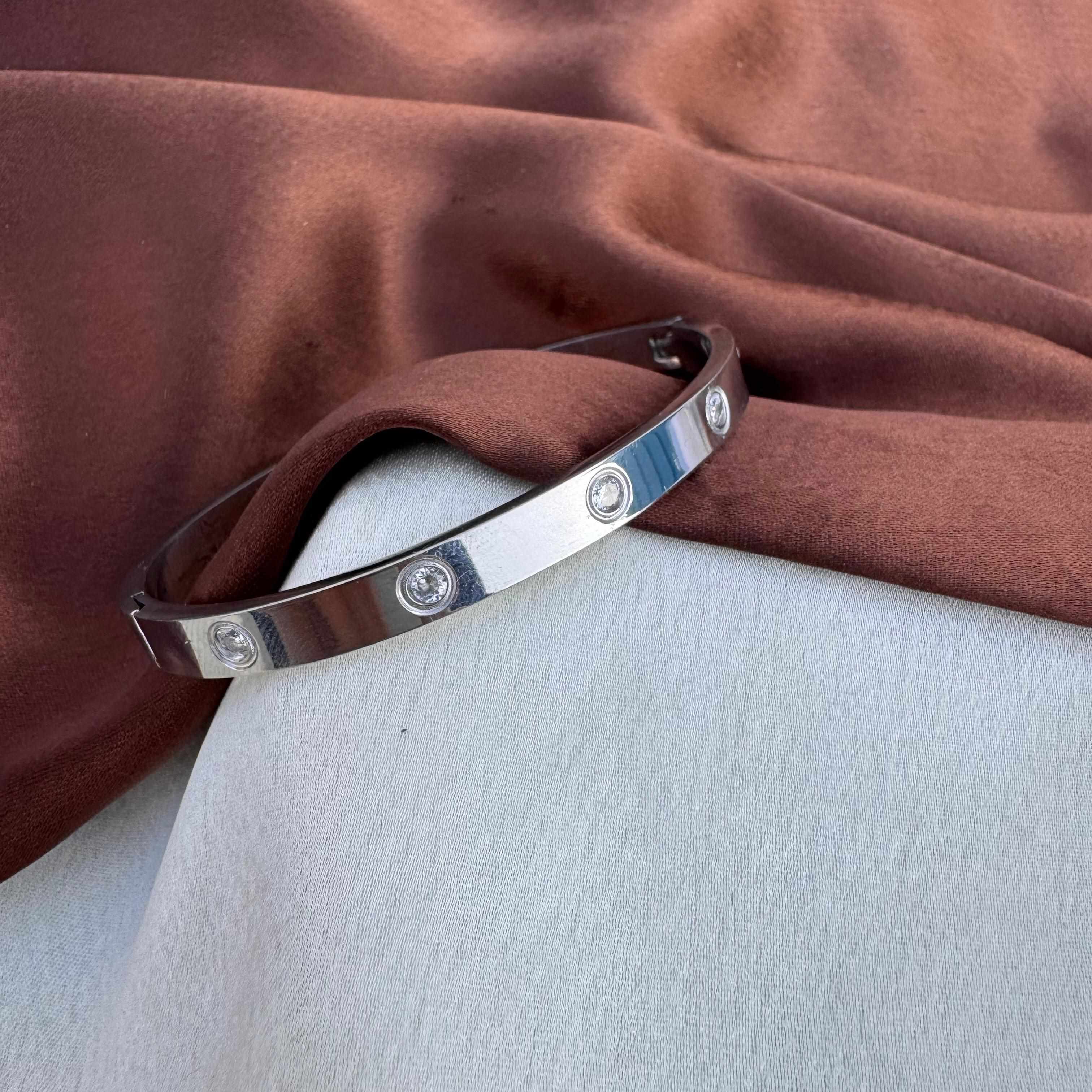 TFC Size 2.6 Sleek Spark Silver Plated Bangle Bracelet