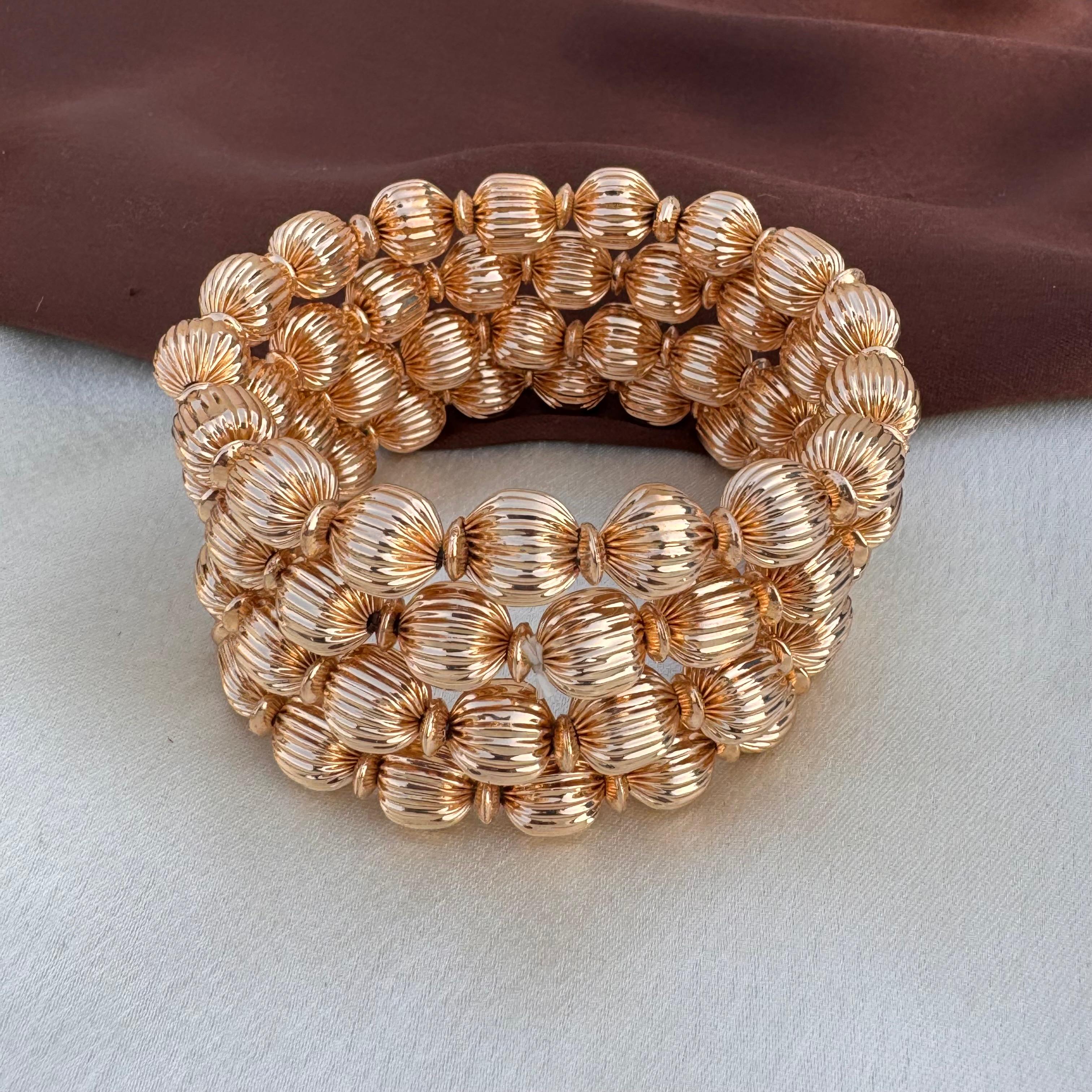 TFC Vortex Small Bead Gold Plated Stacked Bracelet (Set of 4)