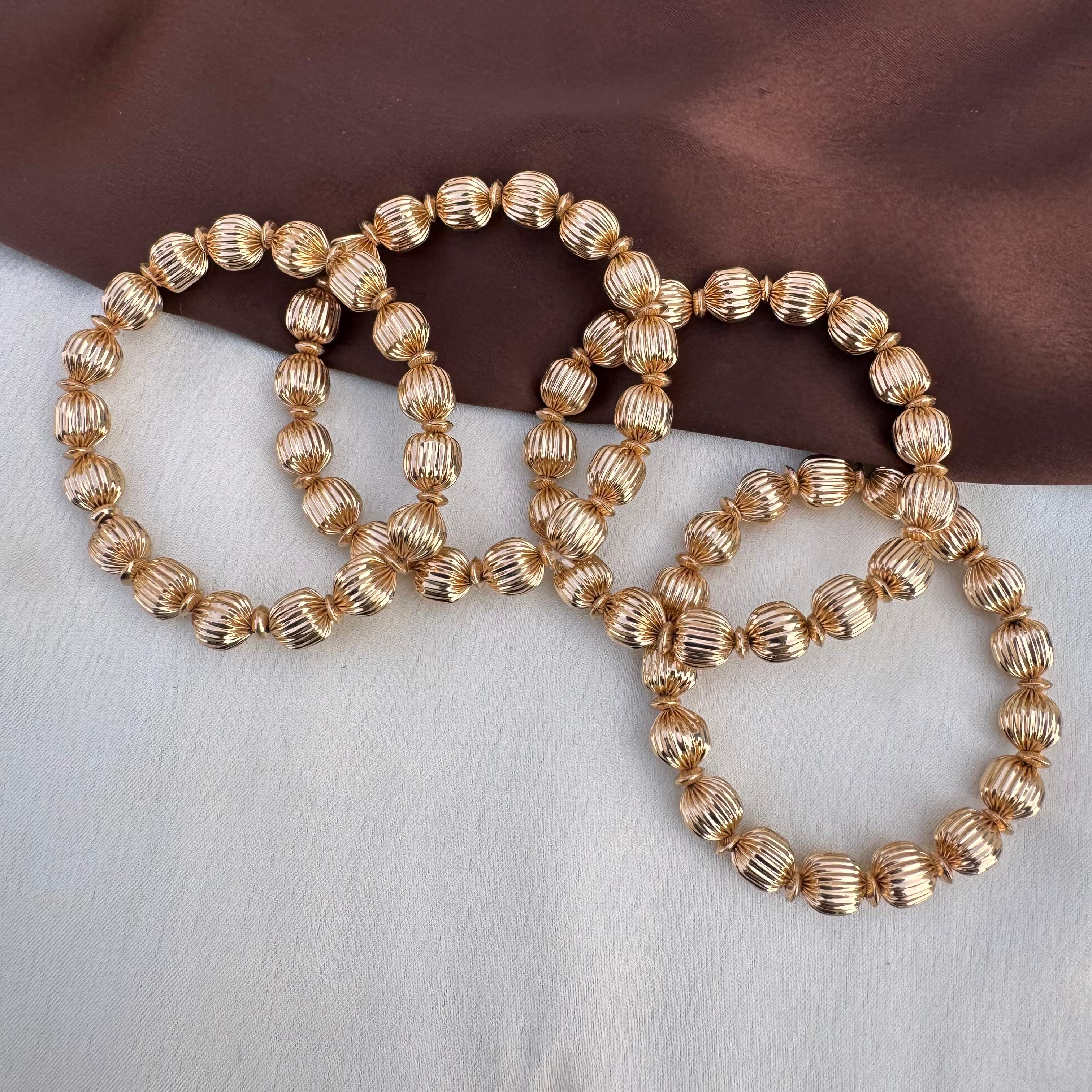 TFC Vortex Small Bead Gold Plated Stacked Bracelet (Set of 4)