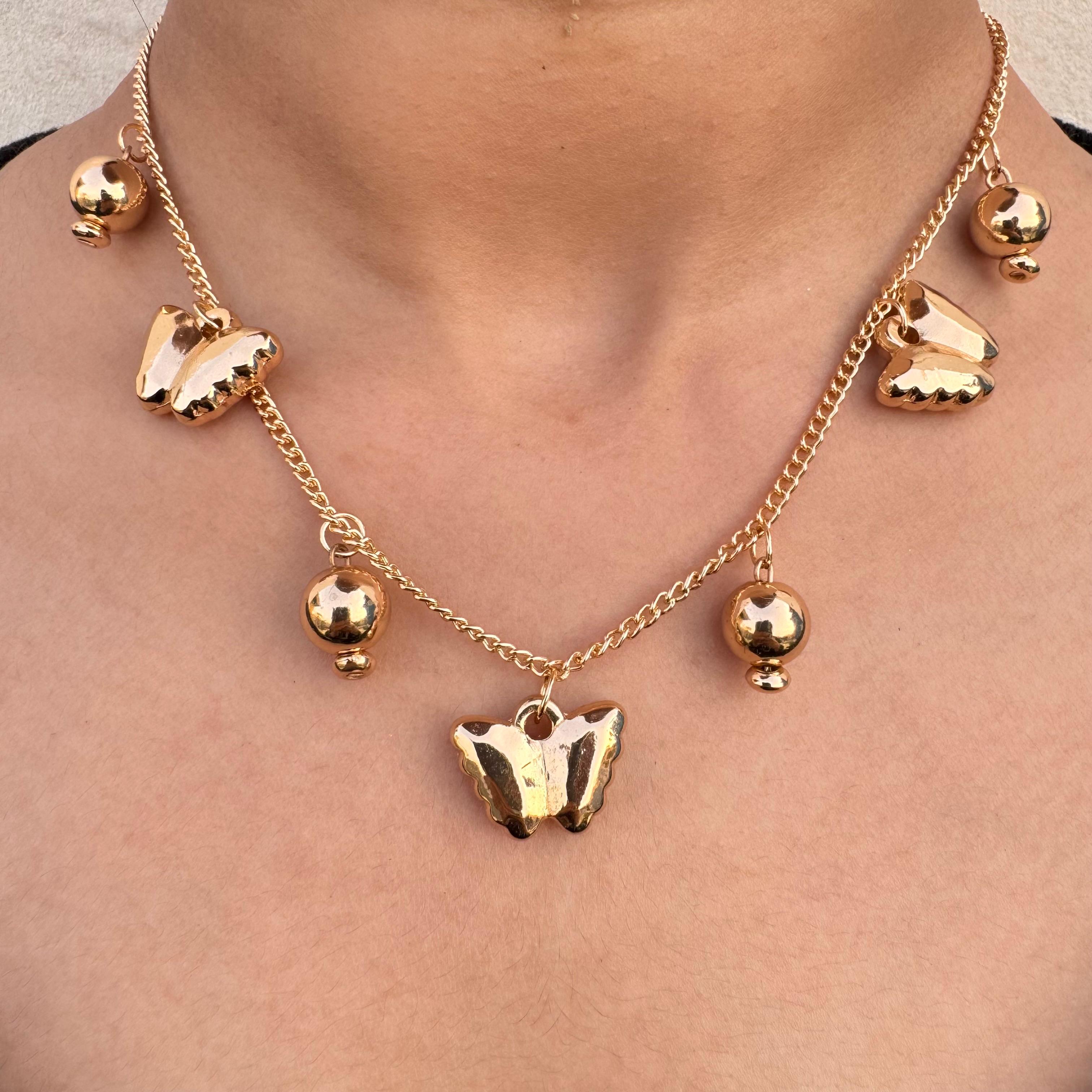 TFC Buterrfly Charm Gold Plated Necklace