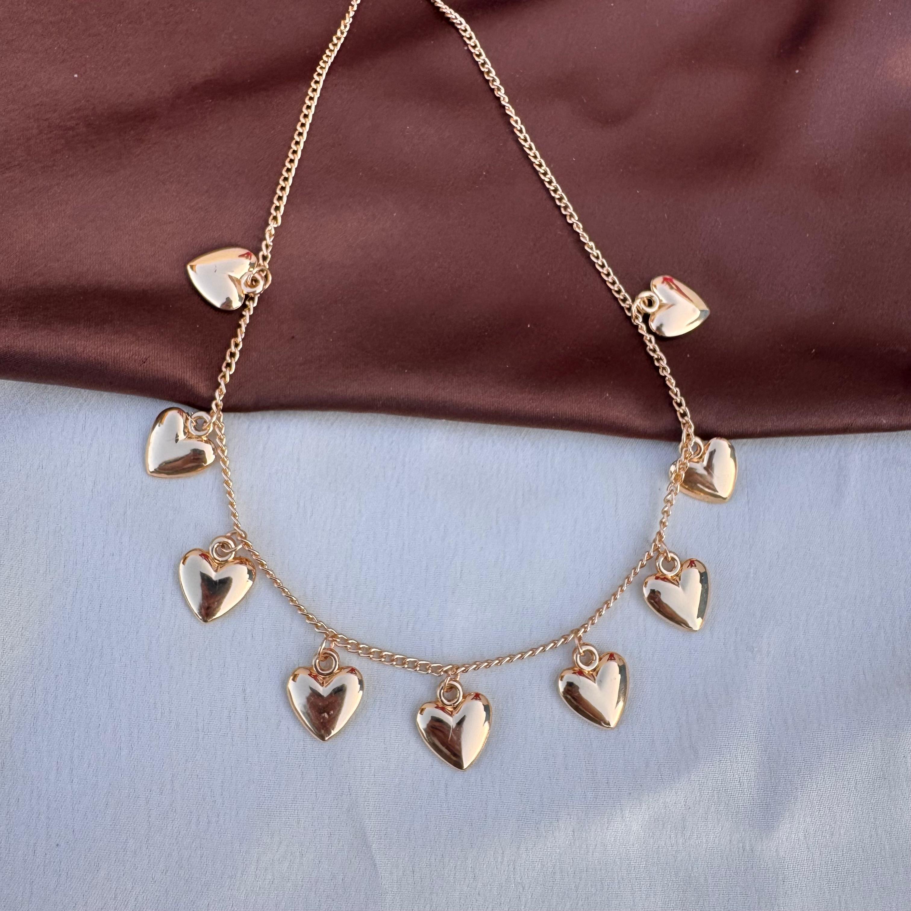 TFC Mini Heart Charms Gold Plated Necklace