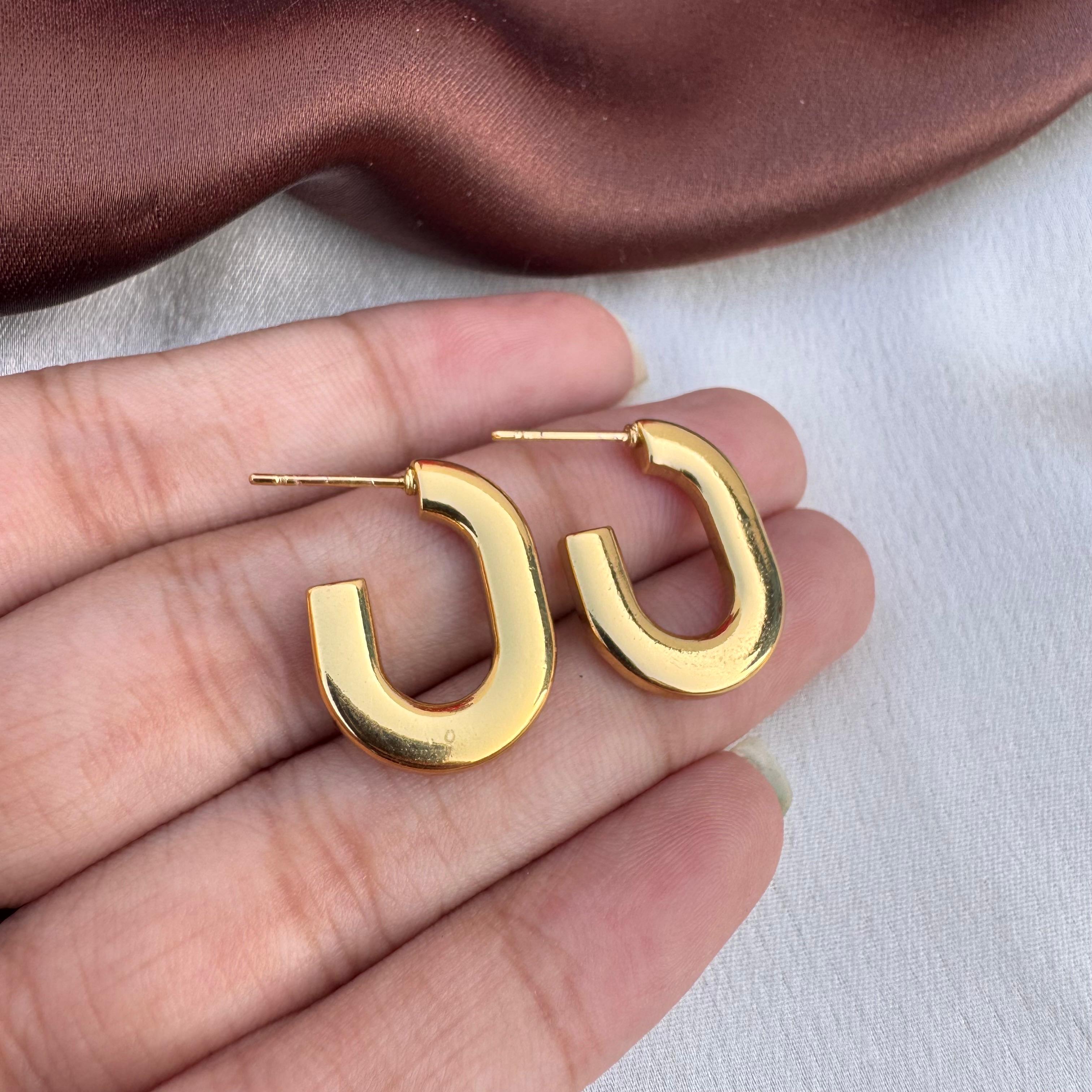TFC Open Oval Gold Plated Hoop Earrings