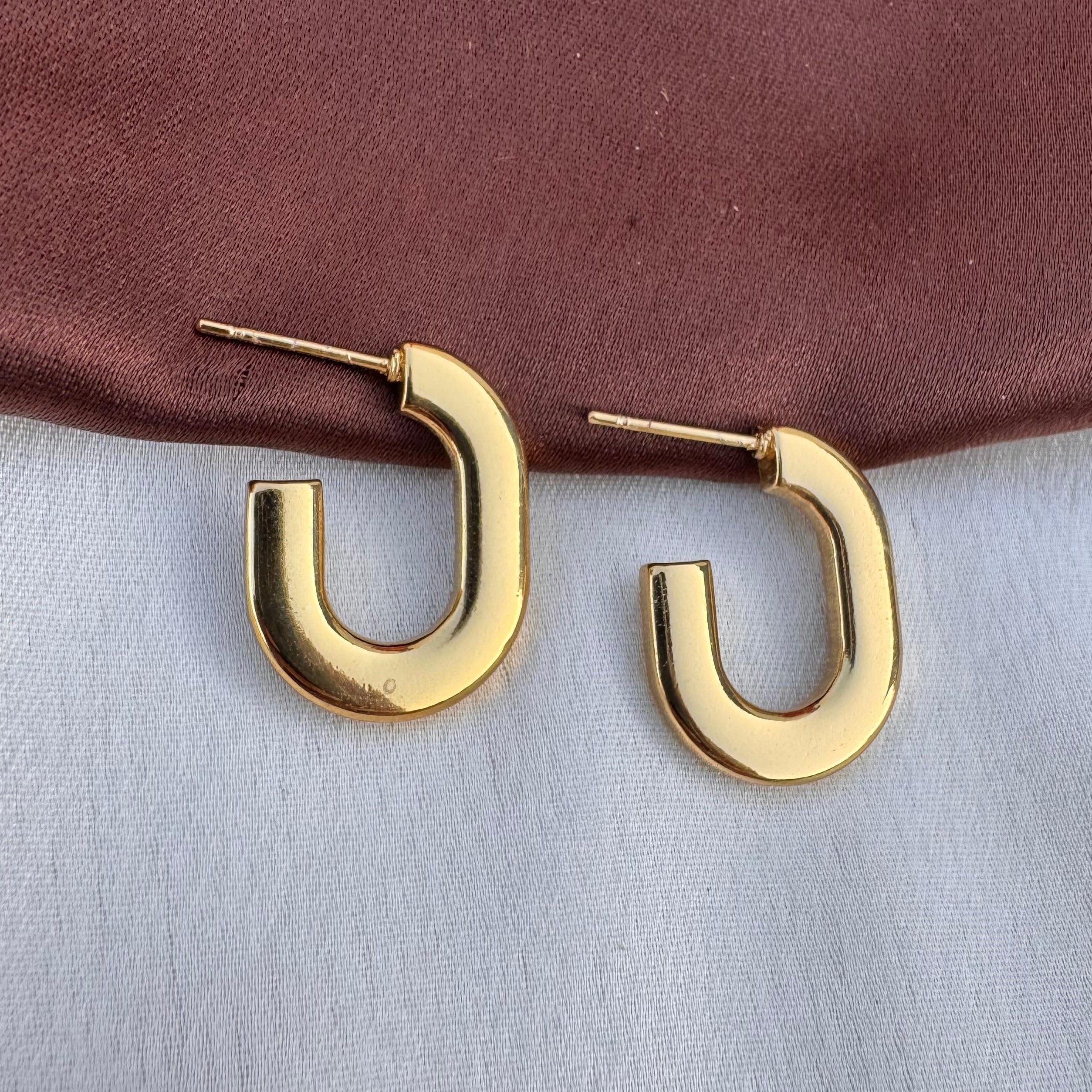 TFC Open Oval Gold Plated Hoop Earrings