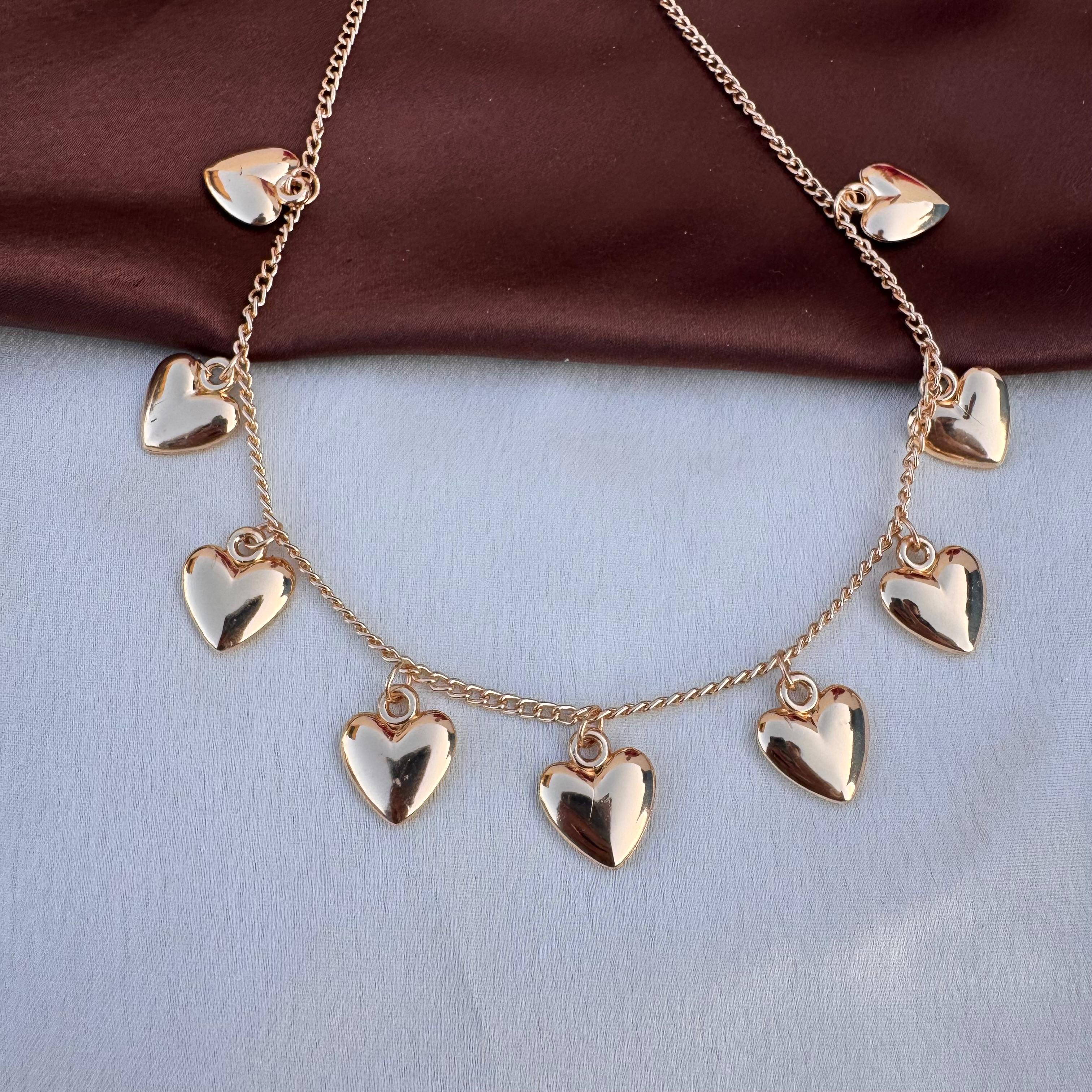 TFC Mini Heart Charms Gold Plated Necklace