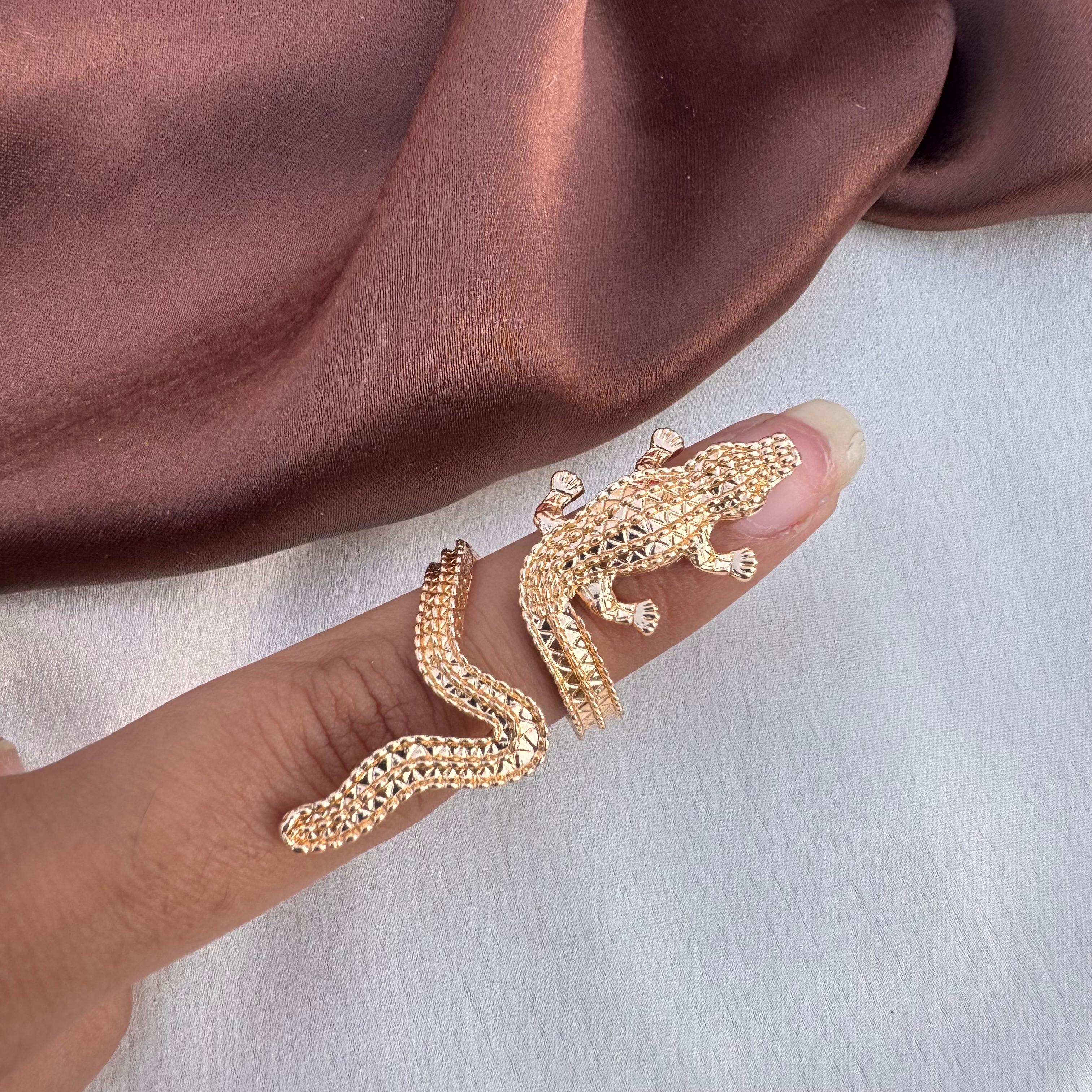 TFC Croco Gold Plated Adjustable Ring