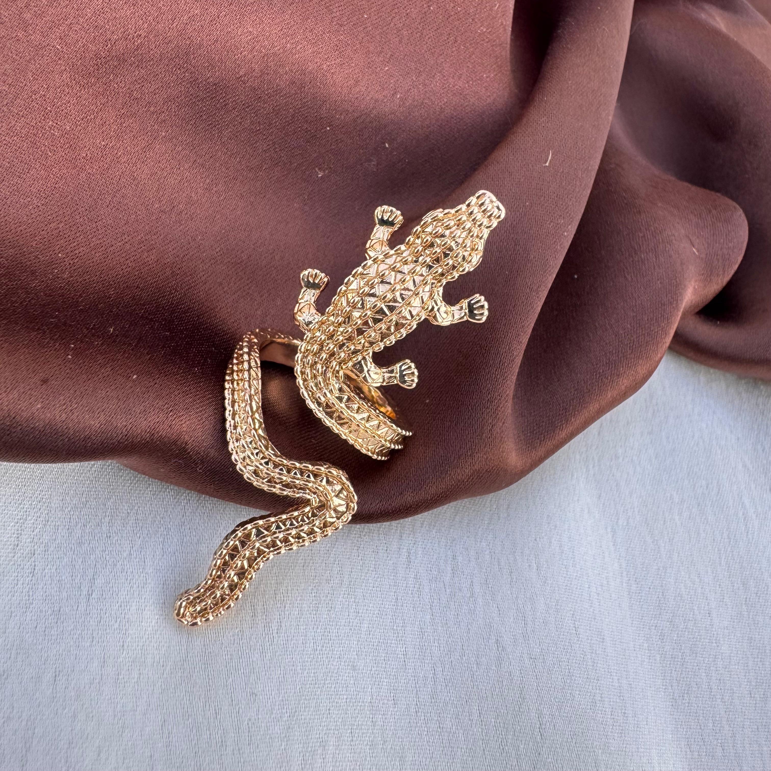 TFC Croco Gold Plated Adjustable Ring