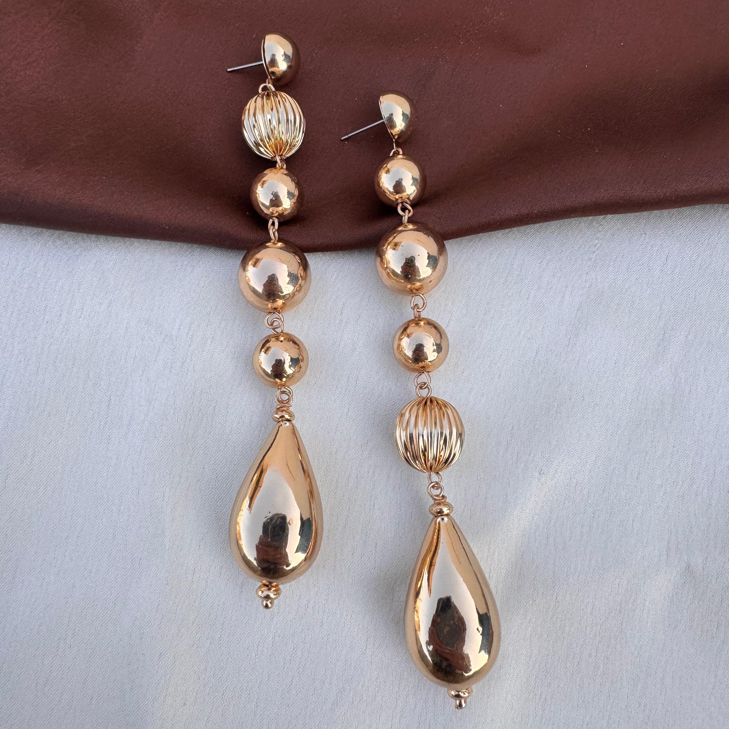 TFC Vortex Bold Drop Gold Plated Dangler Earrings