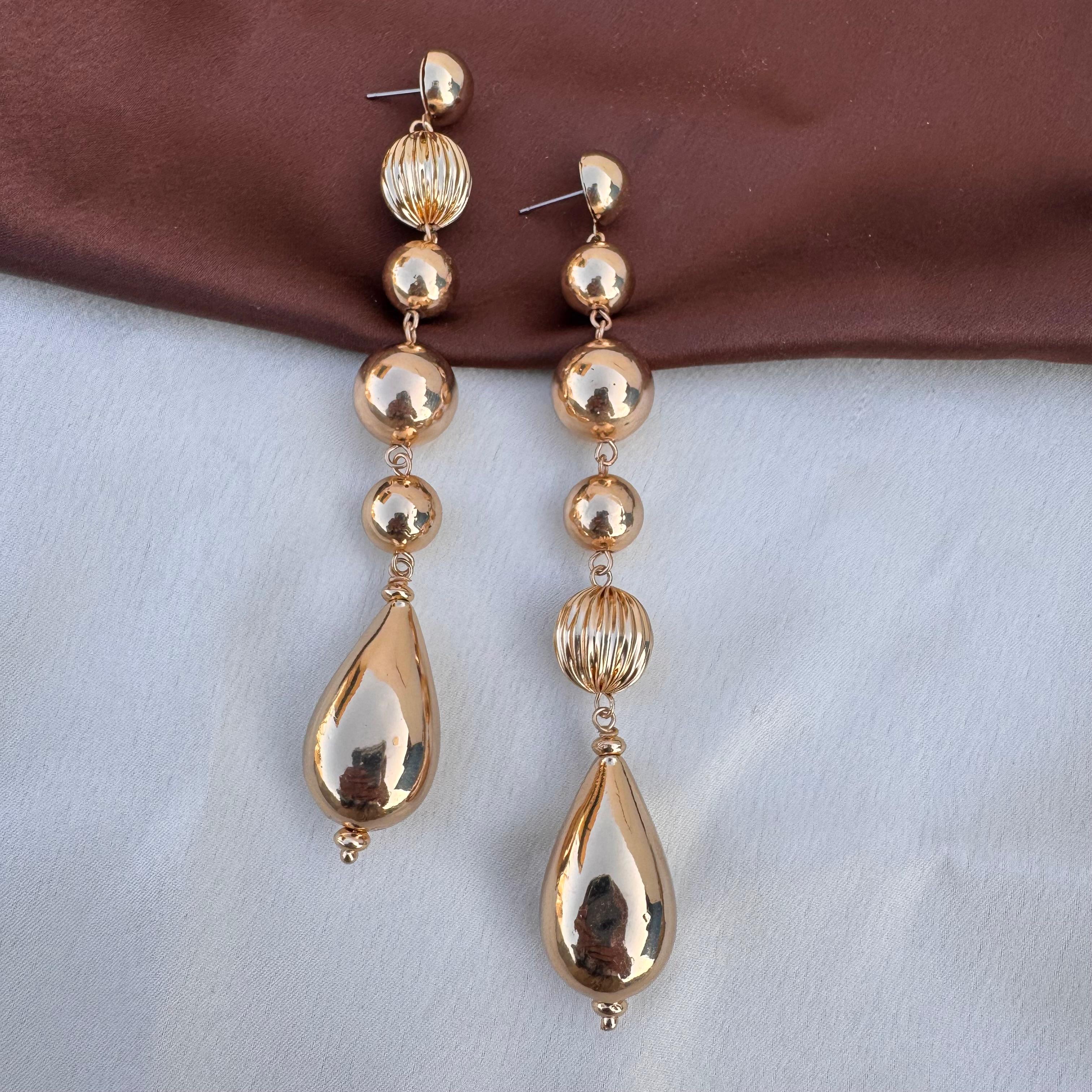 TFC Vortex Bold Drop Gold Plated Dangler Earrings