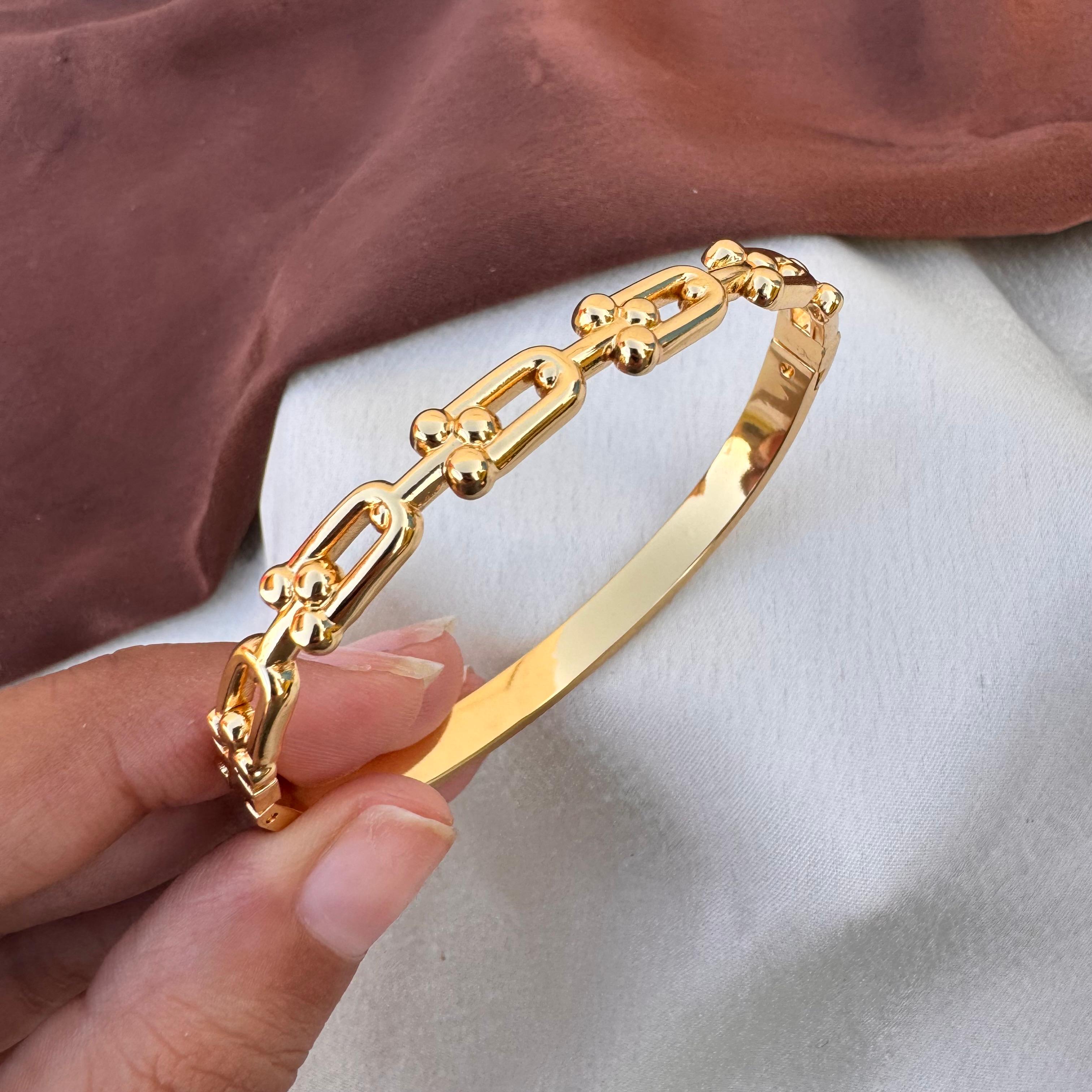TFC Size 2.6 Shiny Links Gold Plated Bangle Bracelet