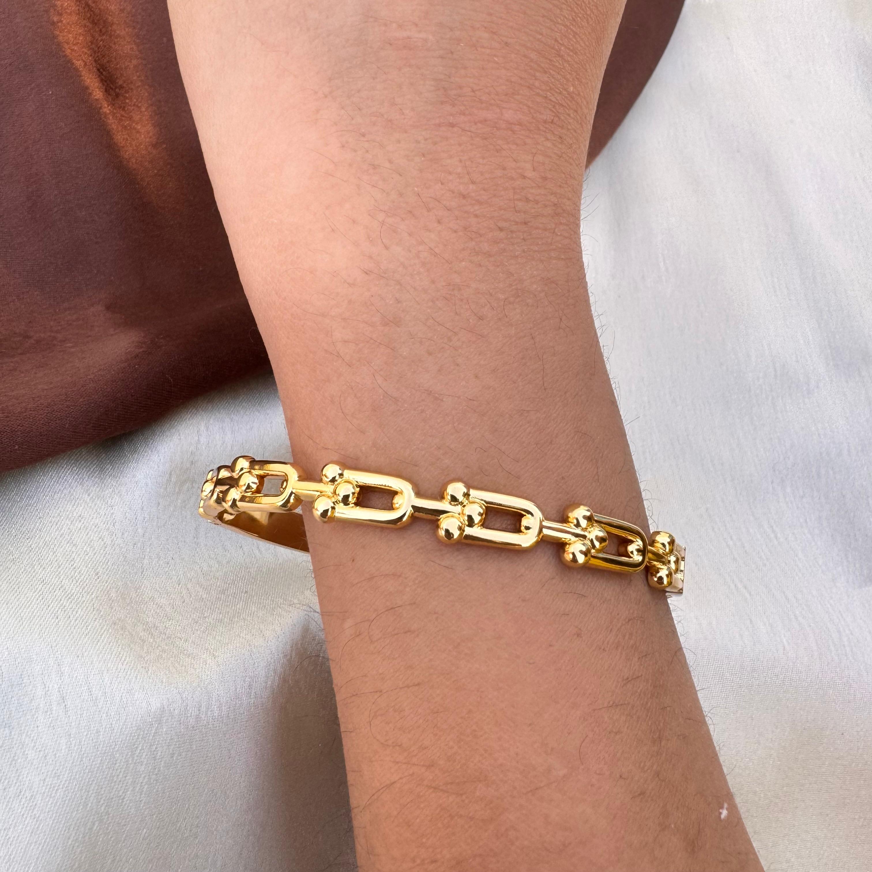 TFC Size 2.6 Shiny Links Gold Plated Bangle Bracelet