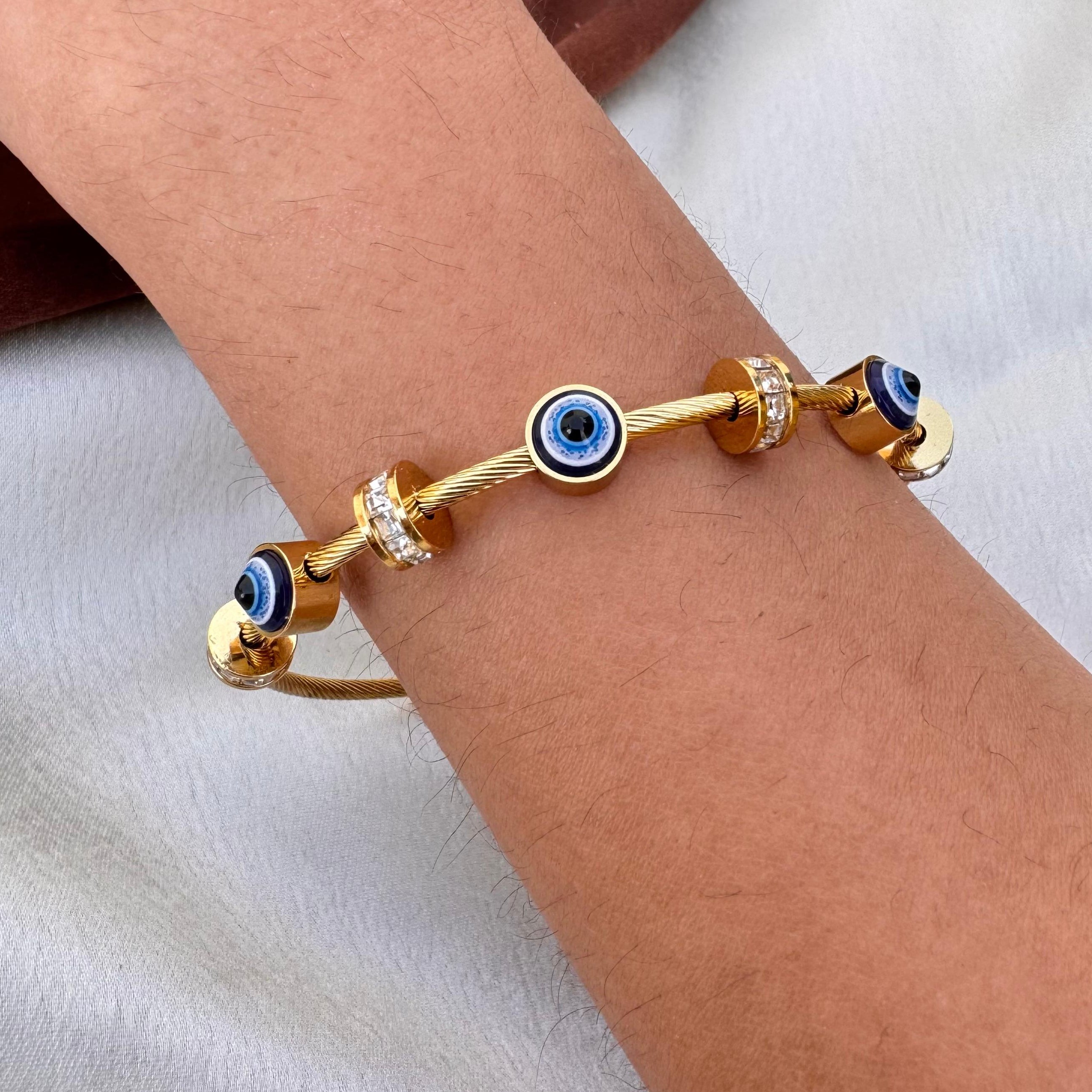 TFC Size 2.6 Evil Eye Gold Plated Bracelet Bangle