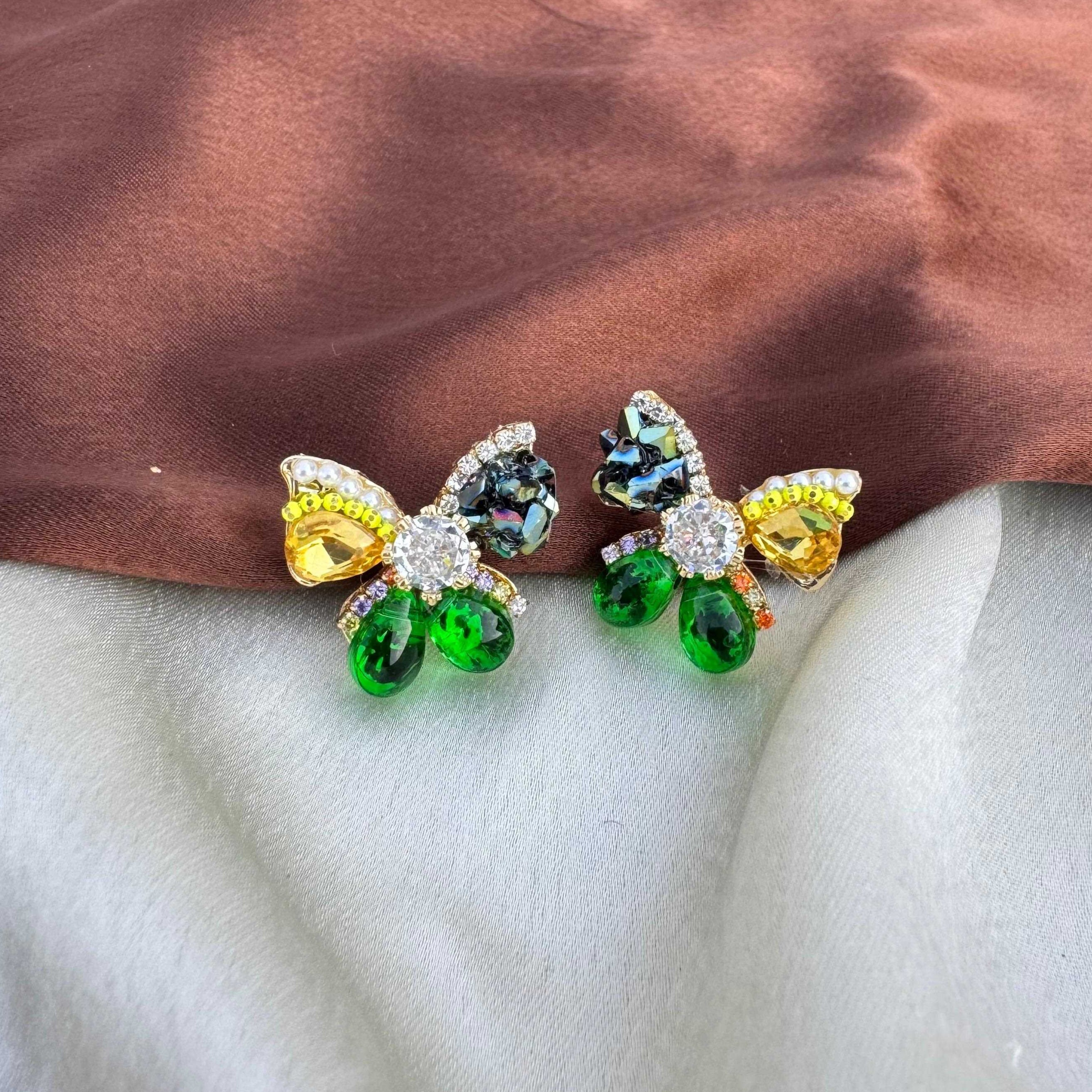 TFC Gem Winged Stud Earrings