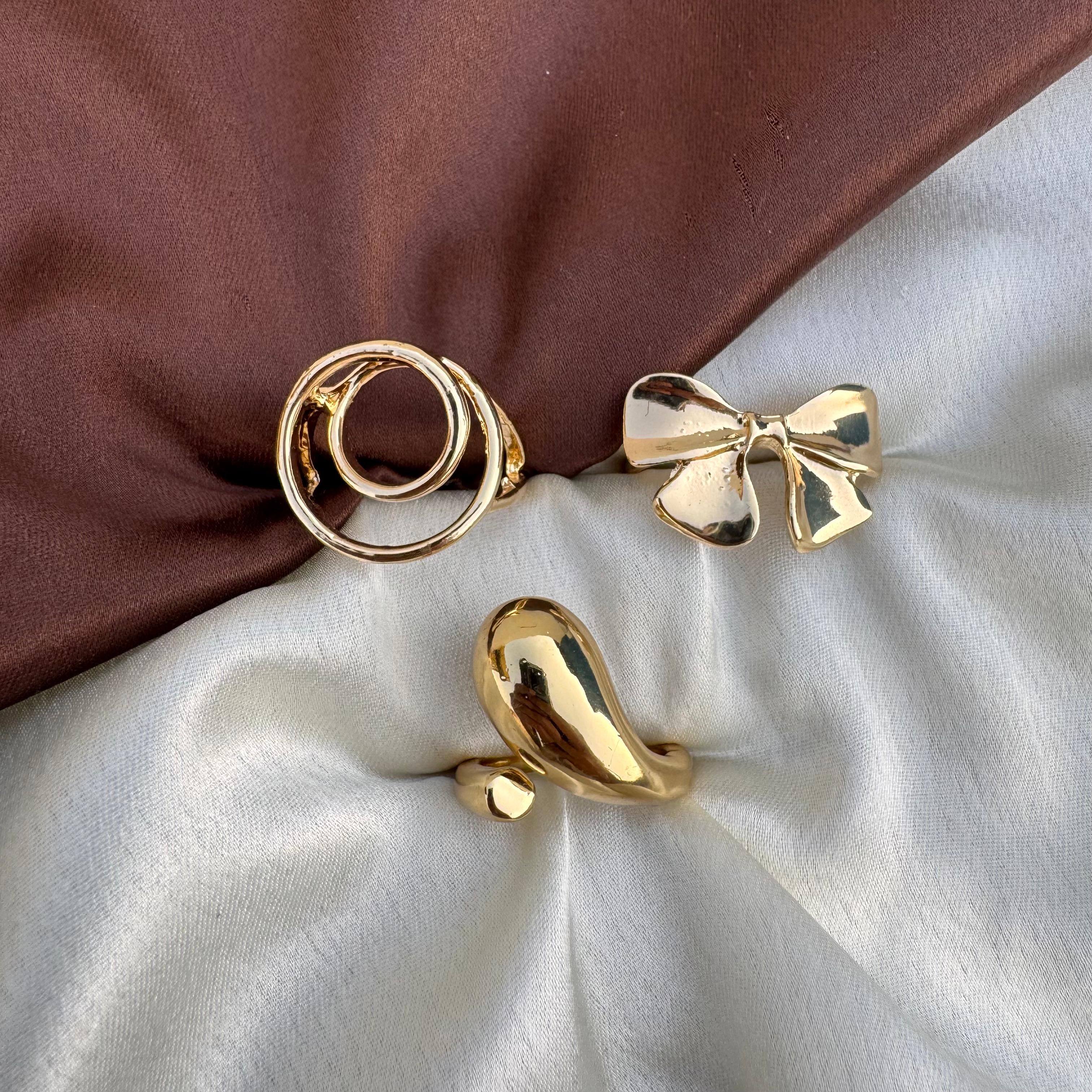 TFC Euphoric Gold Plated Multi Rings combo set (Big size )