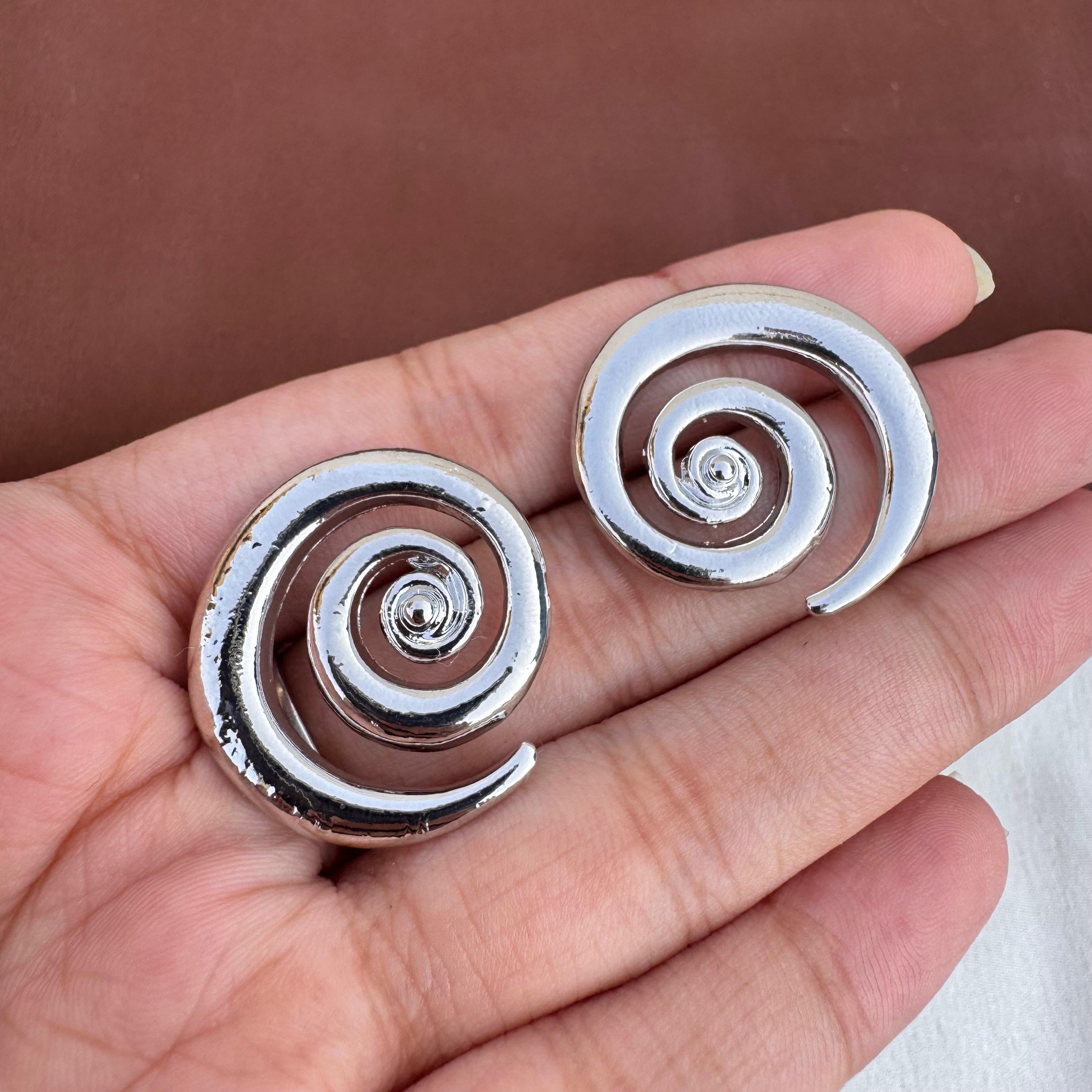 TFC Snail Swirl Silver Plated Stud Earrings