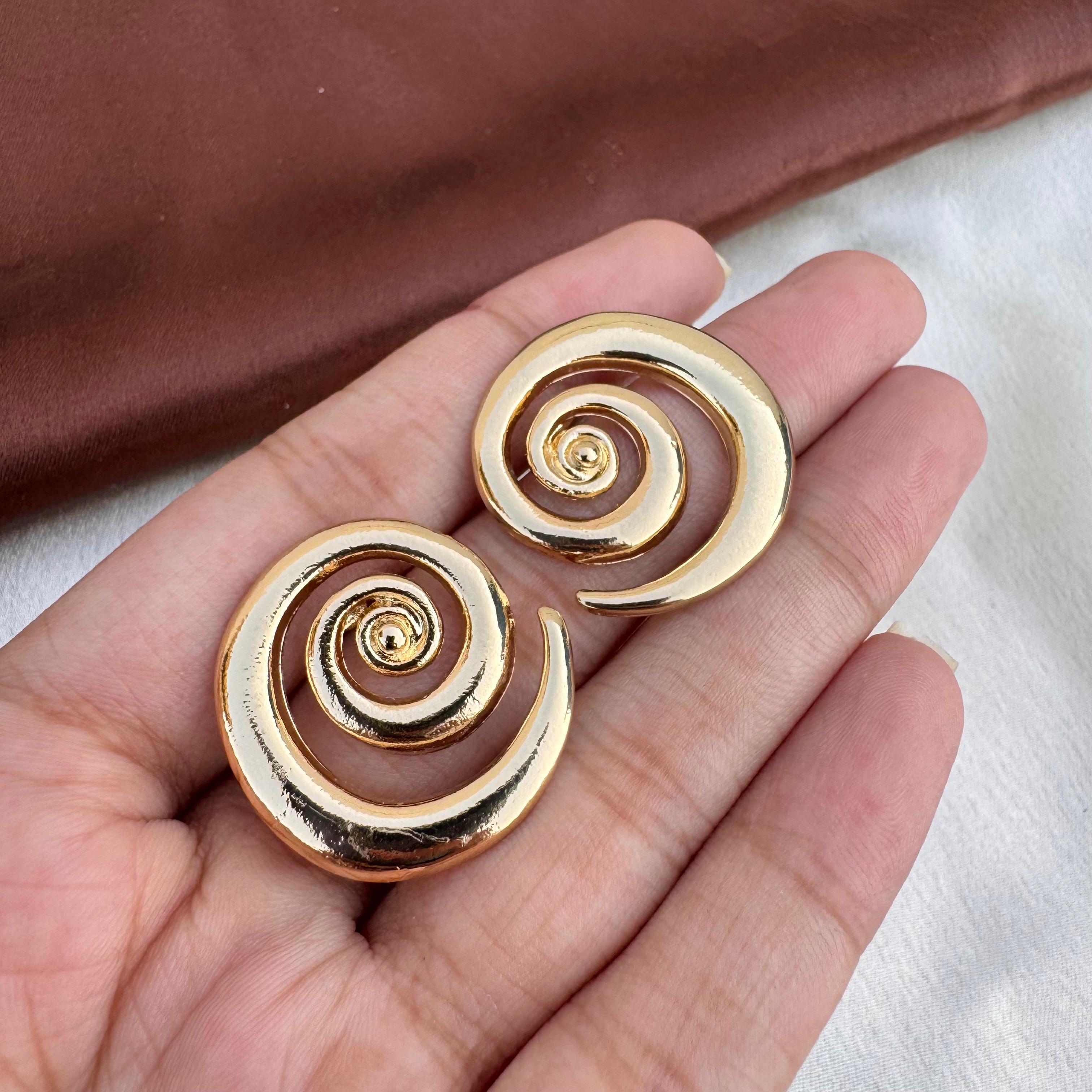 TFC Snail Swirl Gold Plated Stud Earrings