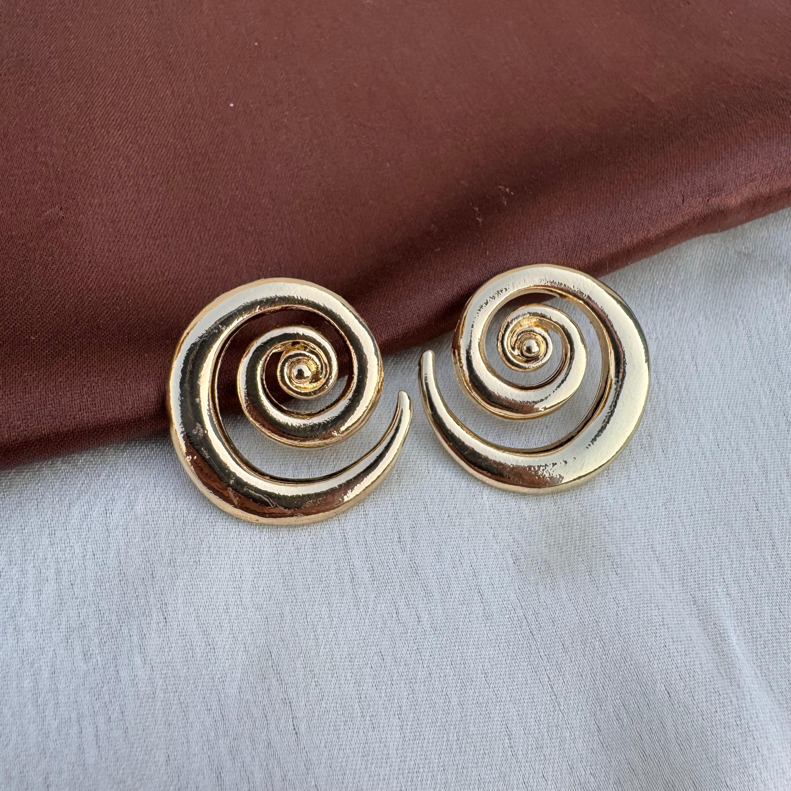 TFC Snail Swirl Gold Plated Stud Earrings