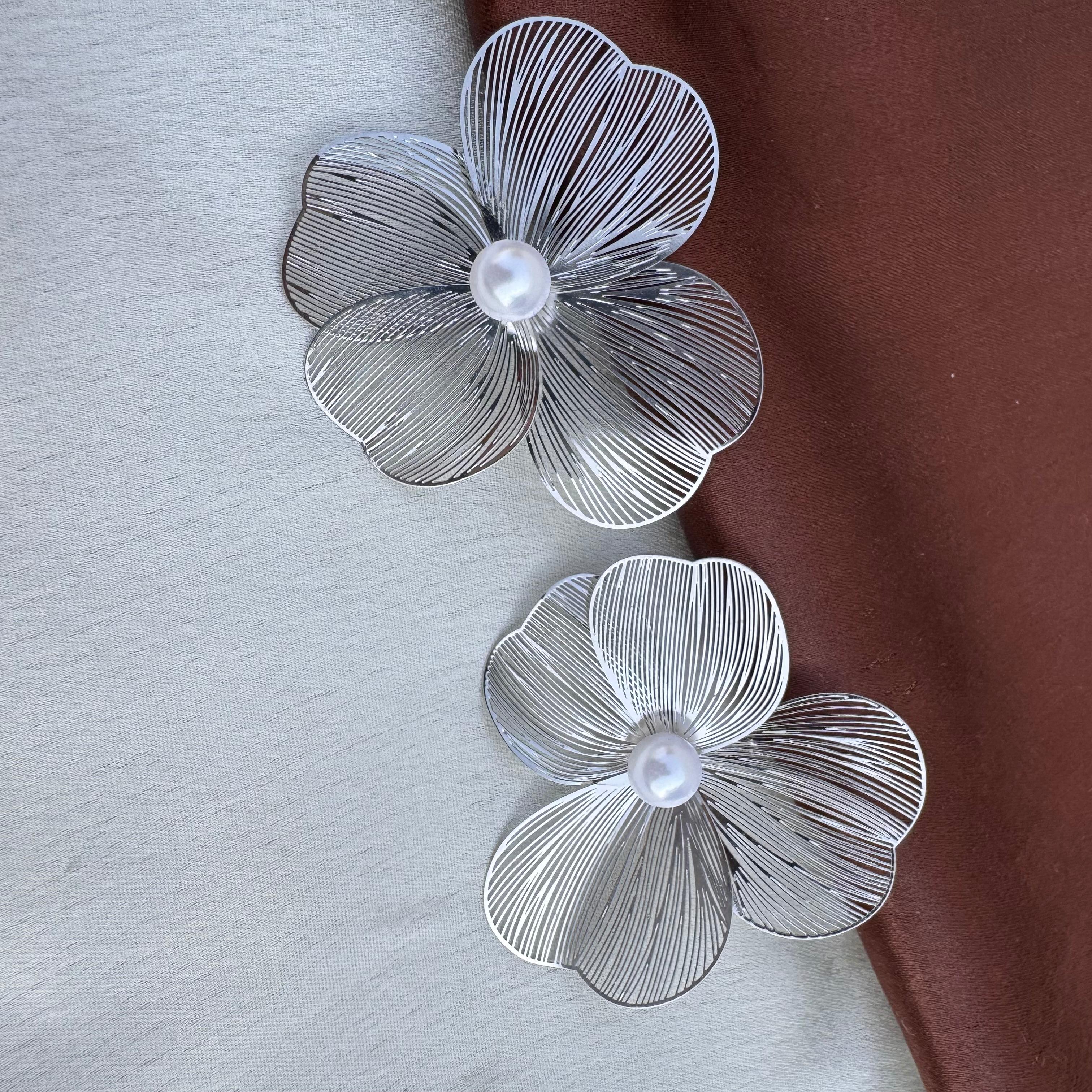 TFC Soft Petal Silver Plated Stud Earrings
