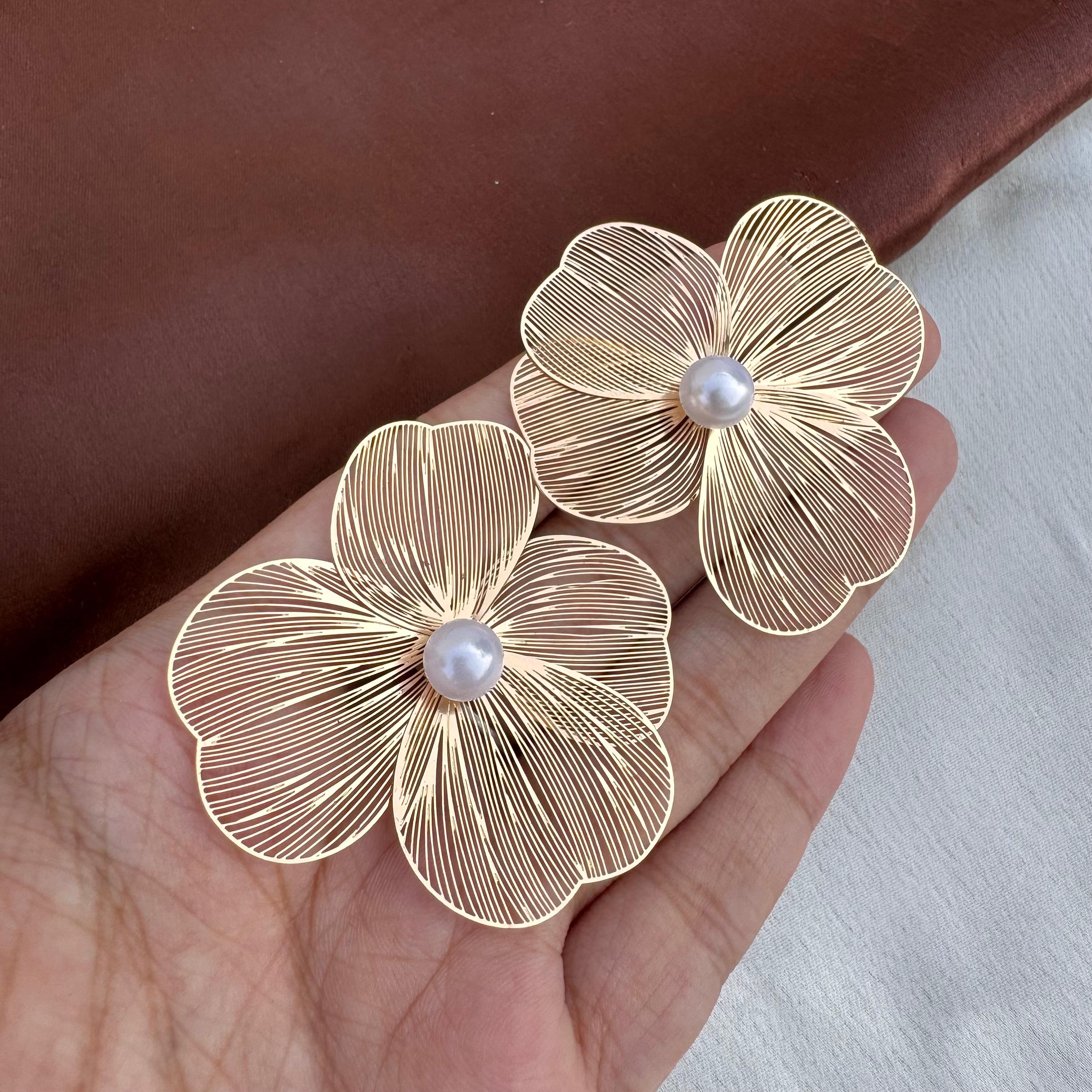 TFC Soft Petal Gold Plated Stud Earrings