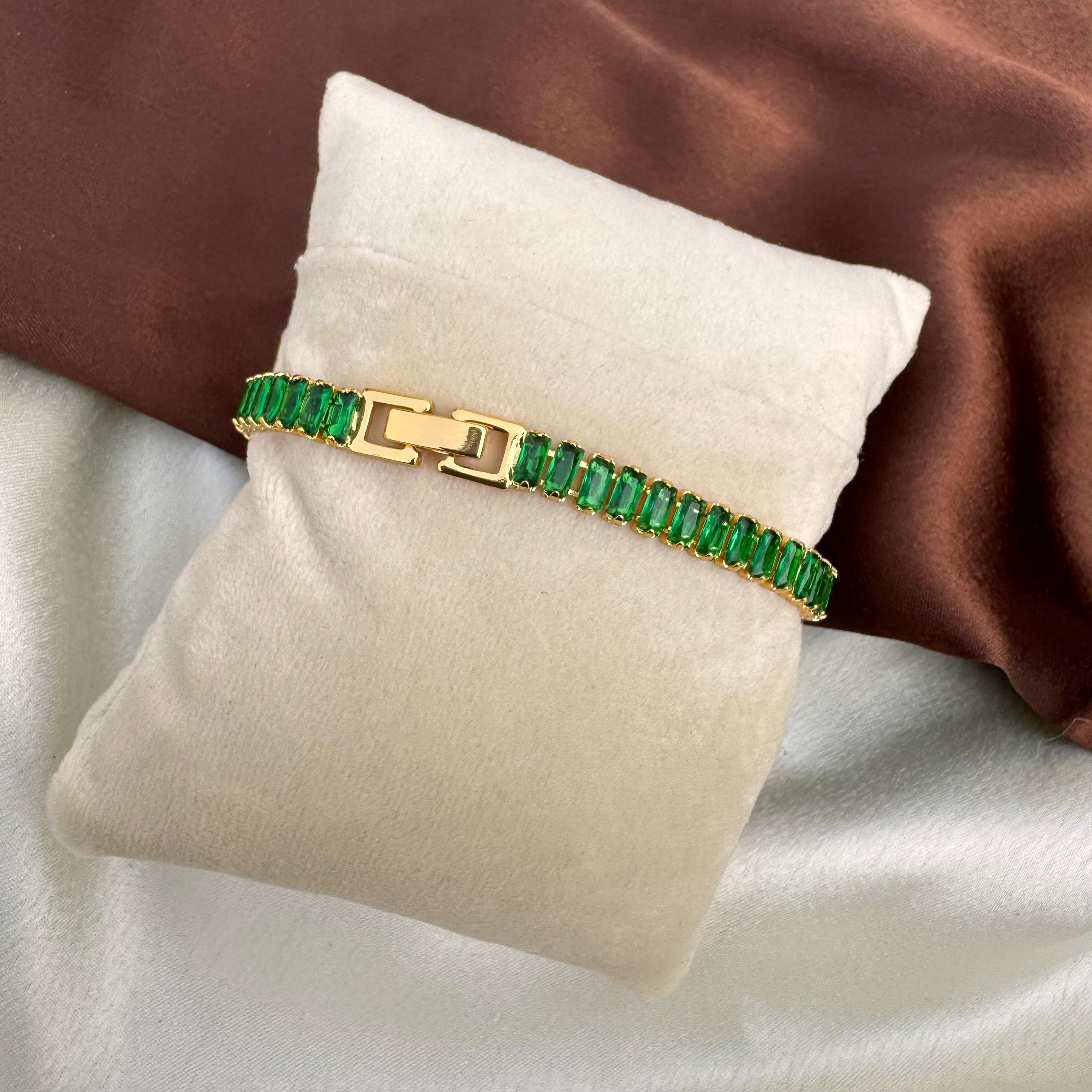 TFC Green Square Gold Plated Bracelet (Length 16 cm)
