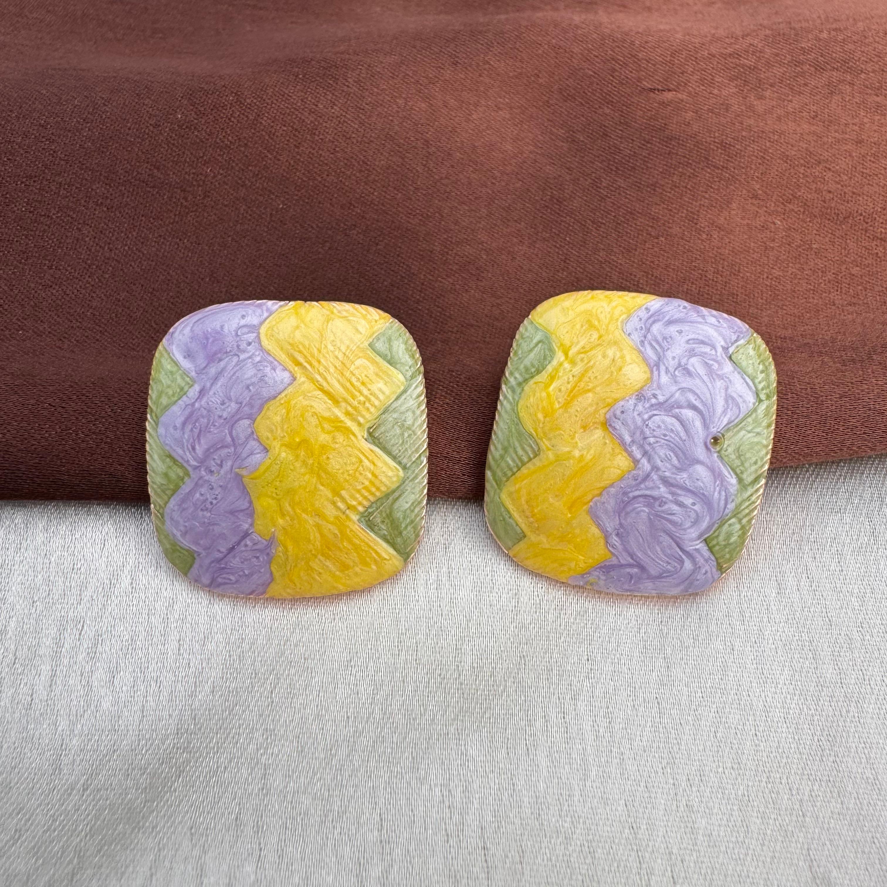 TFC Zig Zag Gold Plated Stud Earrings