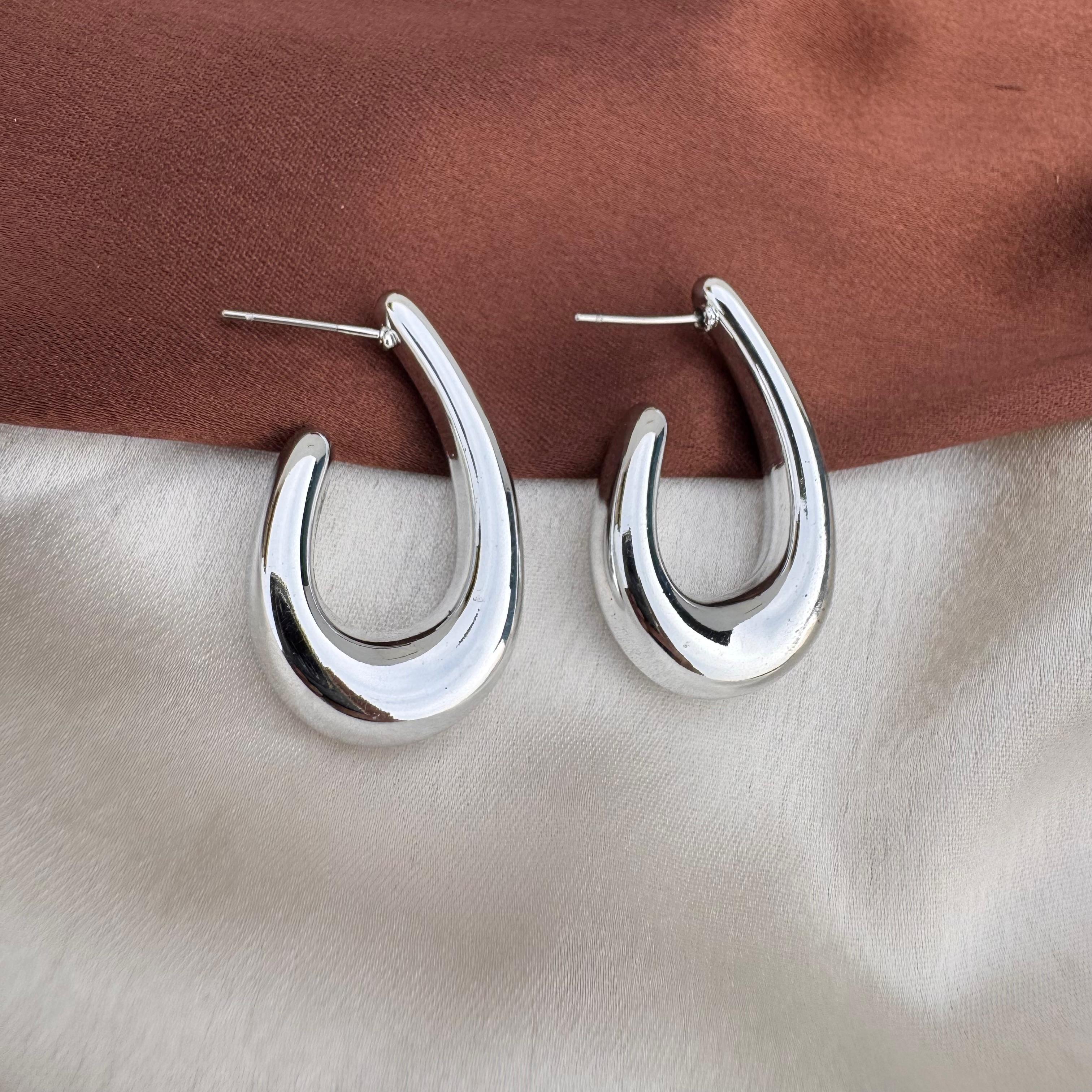 TFC Shine Hook Silver Plated Hoop Earrings