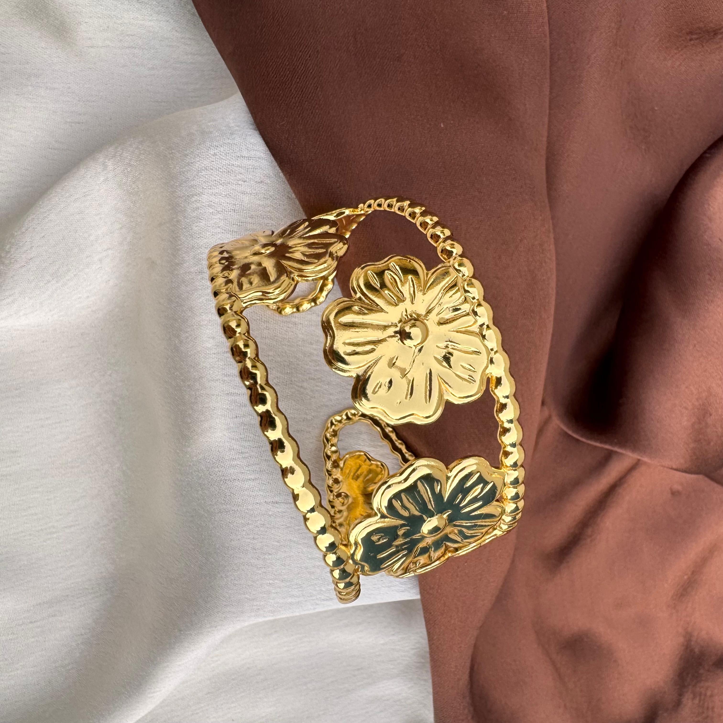 TFC Daisy Grace Gold Plated Cuff Bracelet