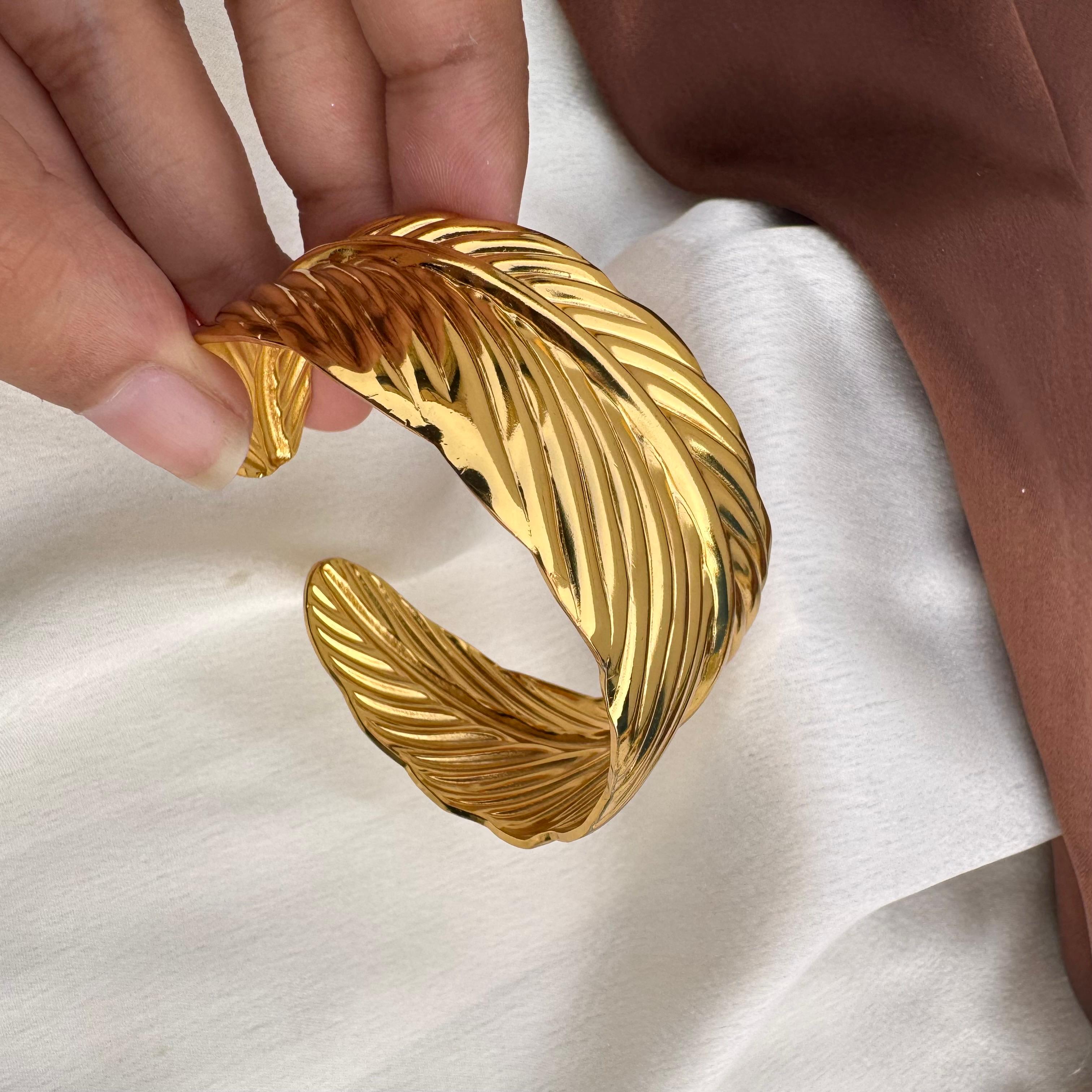 TFC Nature's Touch Gold Plated Cuff Bracelet
