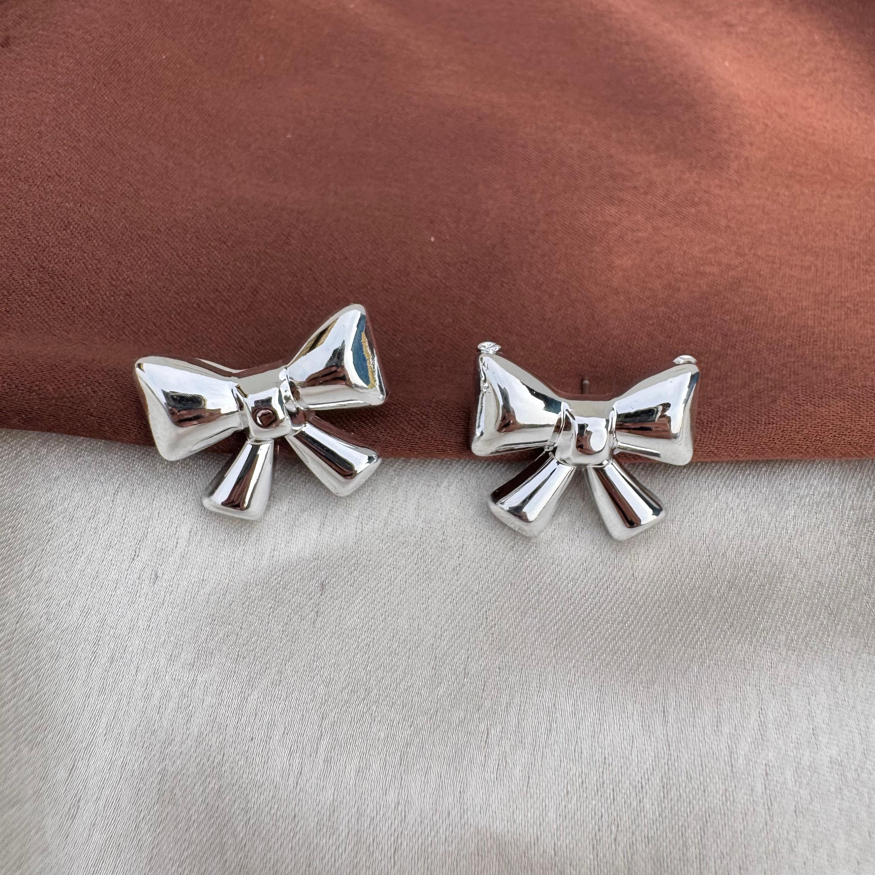 TFC Party Bow Silver Plated Stud Earrings