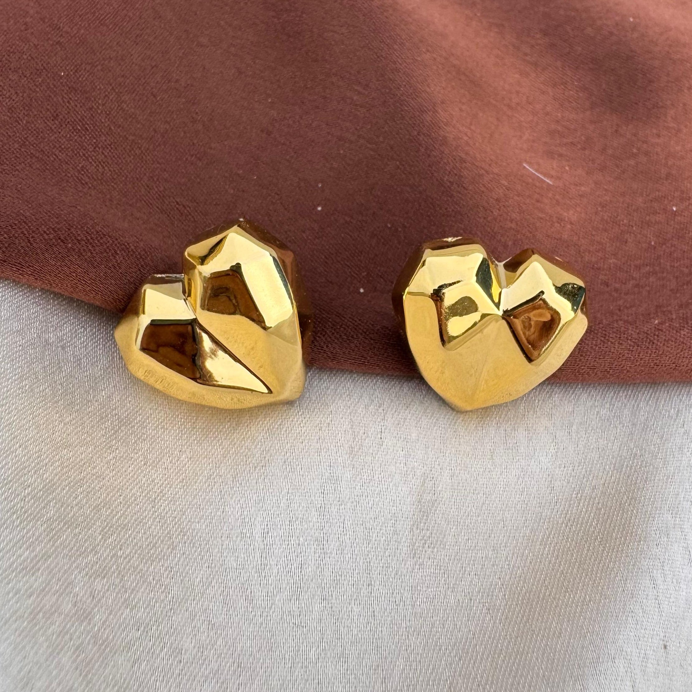 TFC Origami Heart Gold Plated Stud Earrings