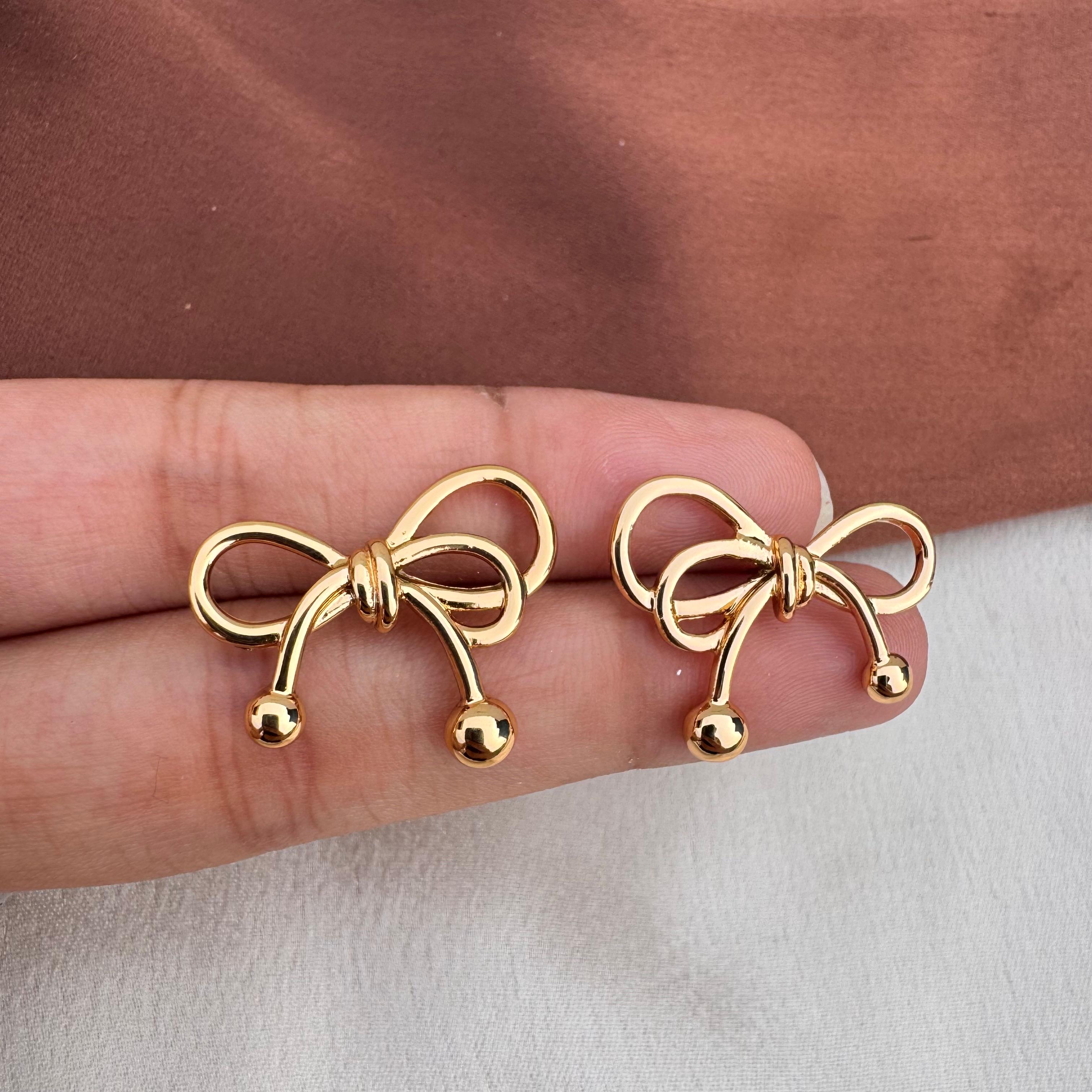 TFC Bowy Gold Plated Stud Earrings