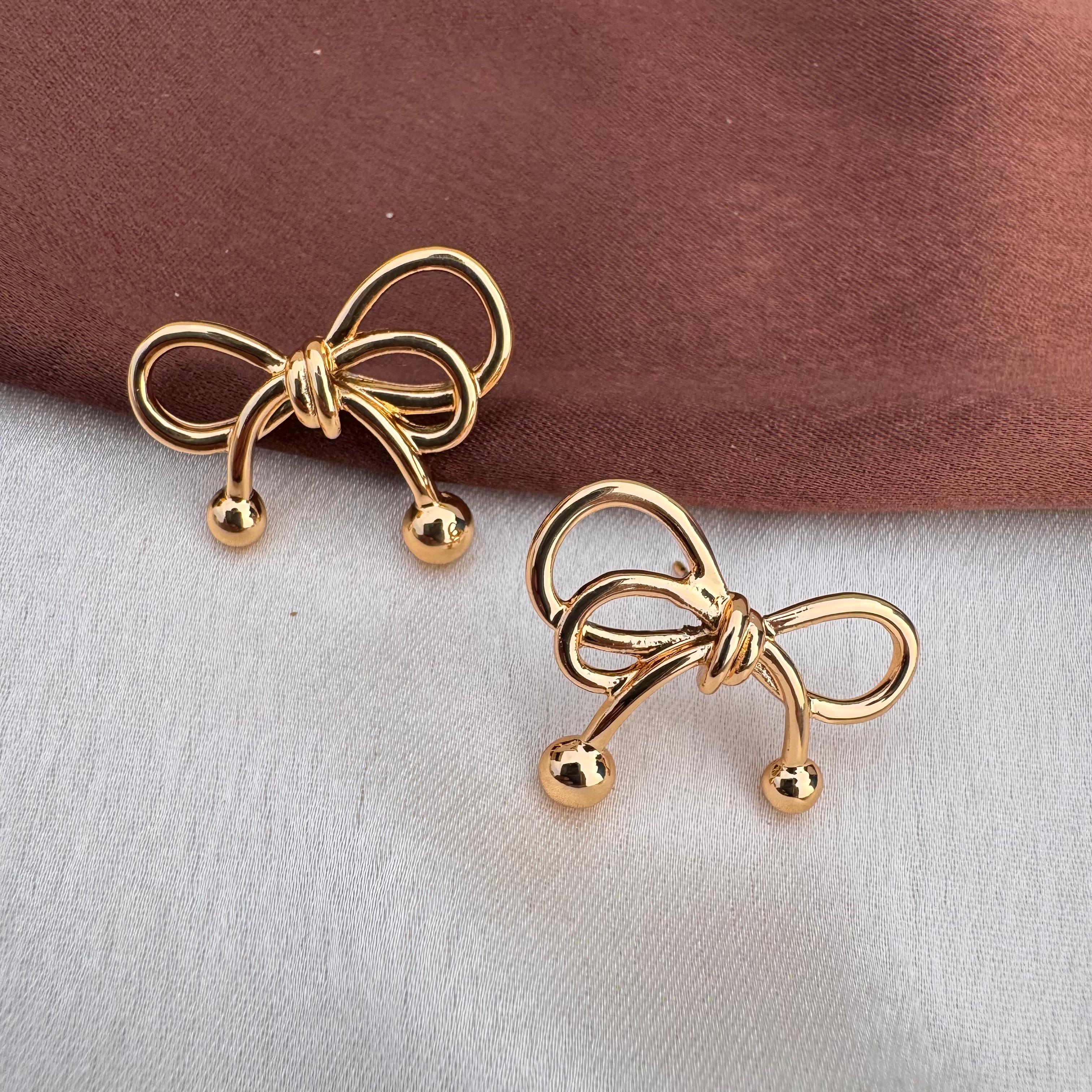 TFC Bowy Gold Plated Stud Earrings