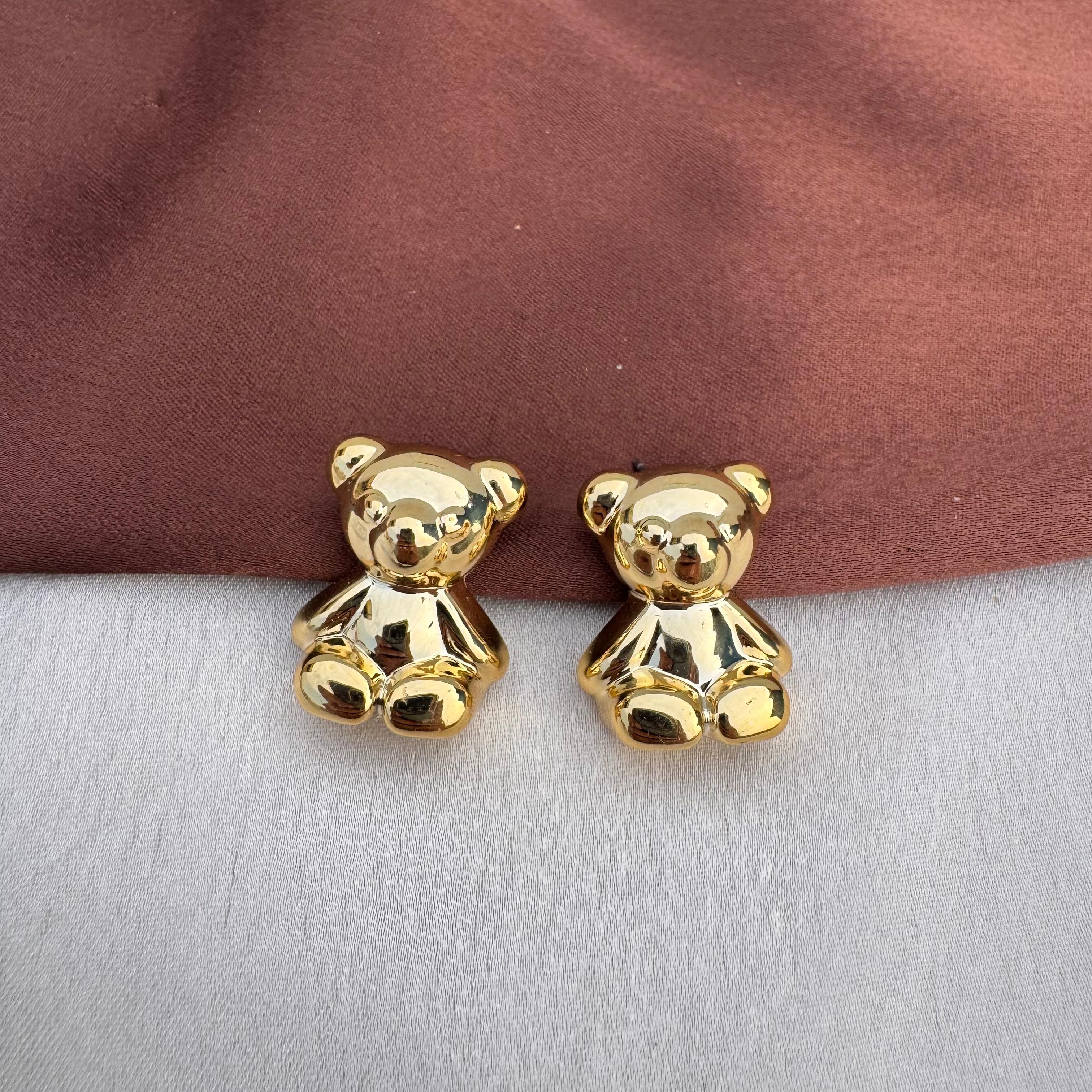TFC Teddy Bear Gold Plated Stud Earrings